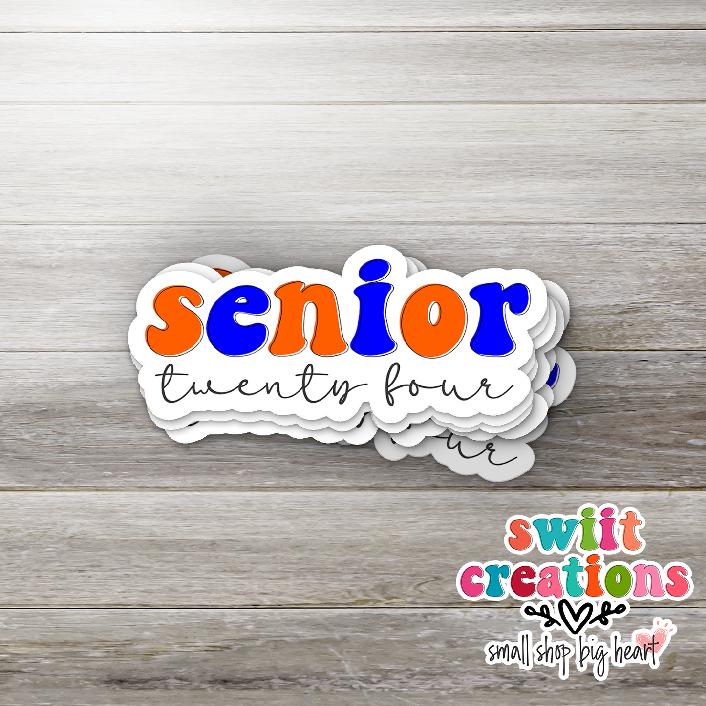 Senior 24 Waterproof Sticker Orange and Blue (SS733) | SCD733