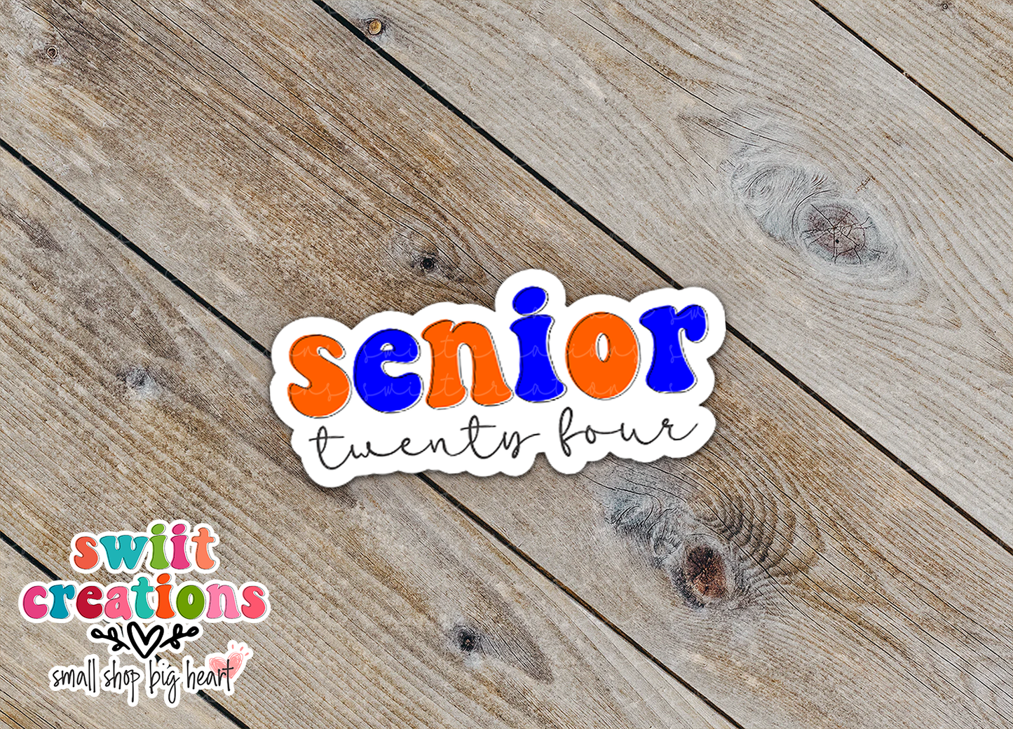 Senior 24 Waterproof Sticker Orange and Blue (SS733) | SCD733