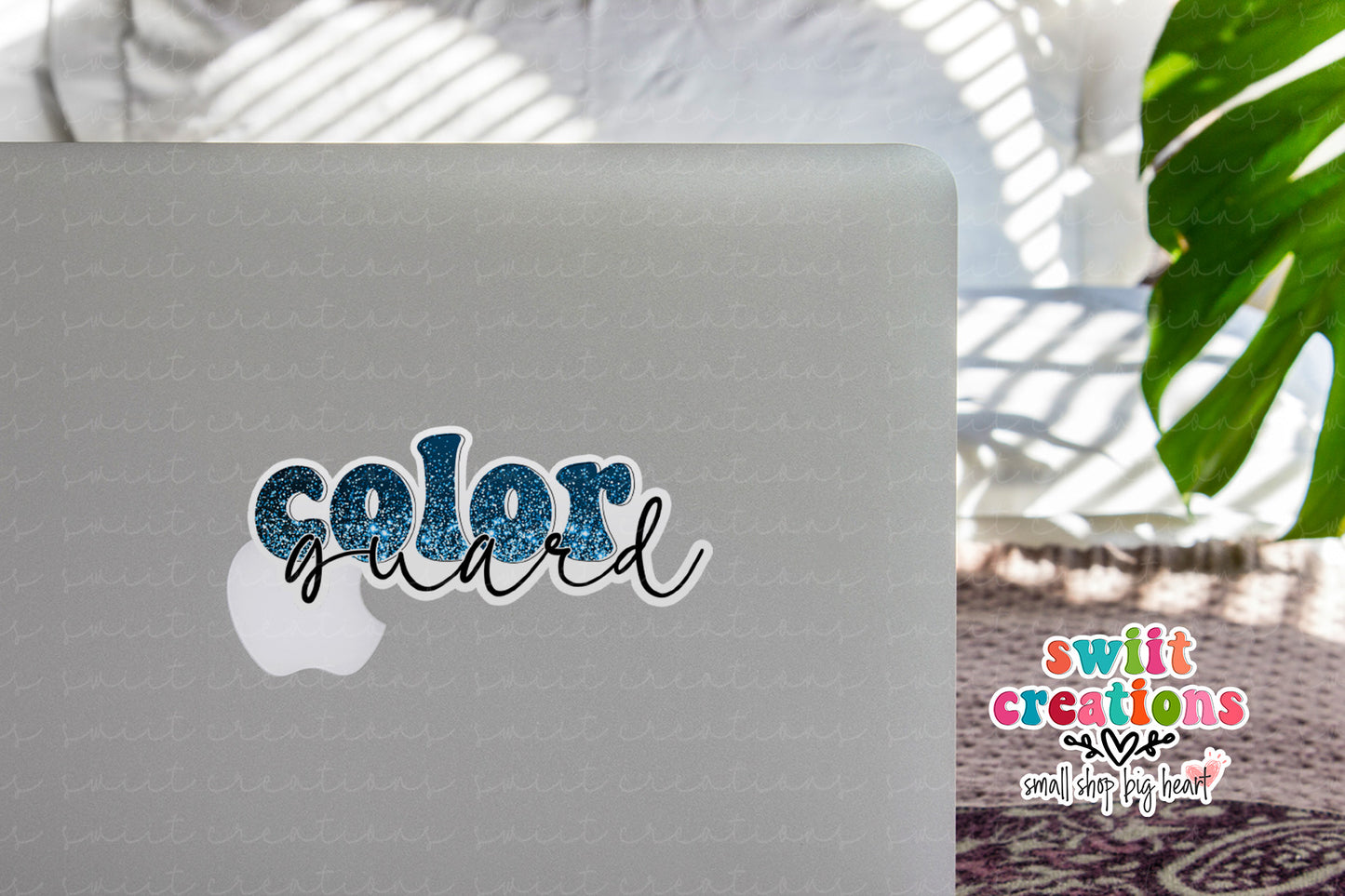 Color Guard Blue Glitter Waterproof Sticker  (SS739)