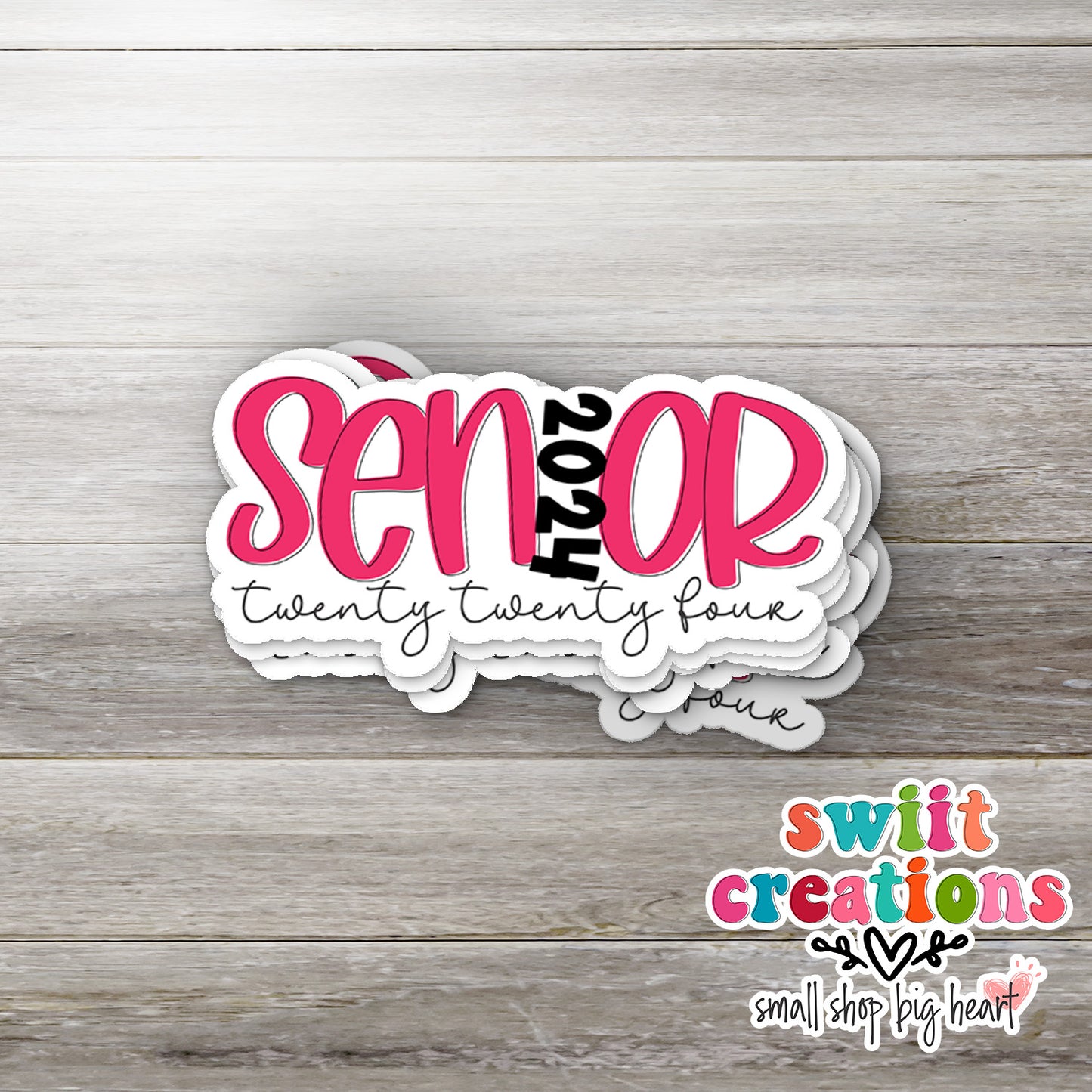 Senior 2024 Pink Waterproof Sticker SS742