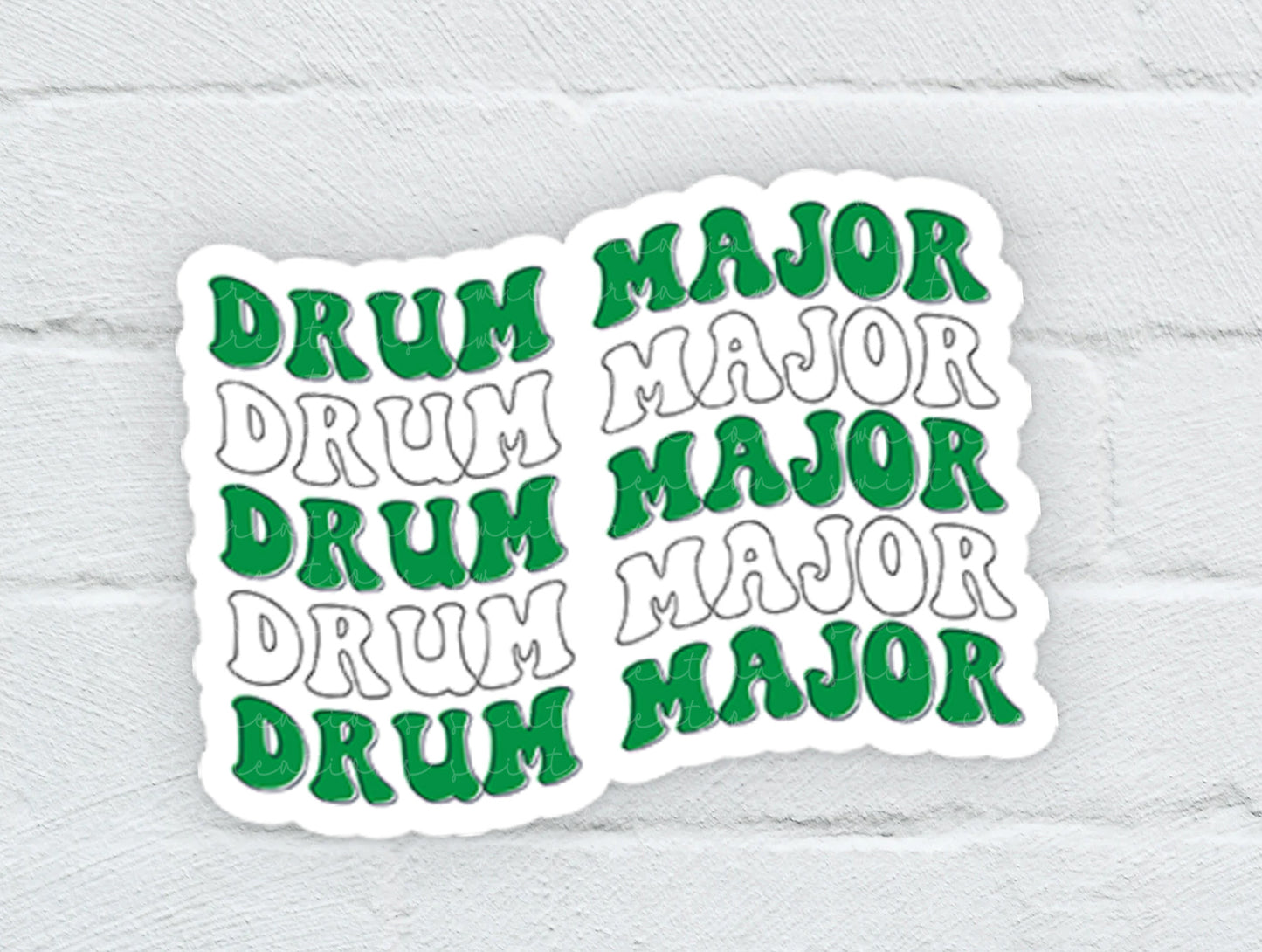 Drum Major Sticker Green and White (SS836)