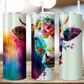 Floral Watercolor Cow Tumbler (T489)