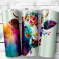 Floral Watercolor Cow Tumbler (T489)