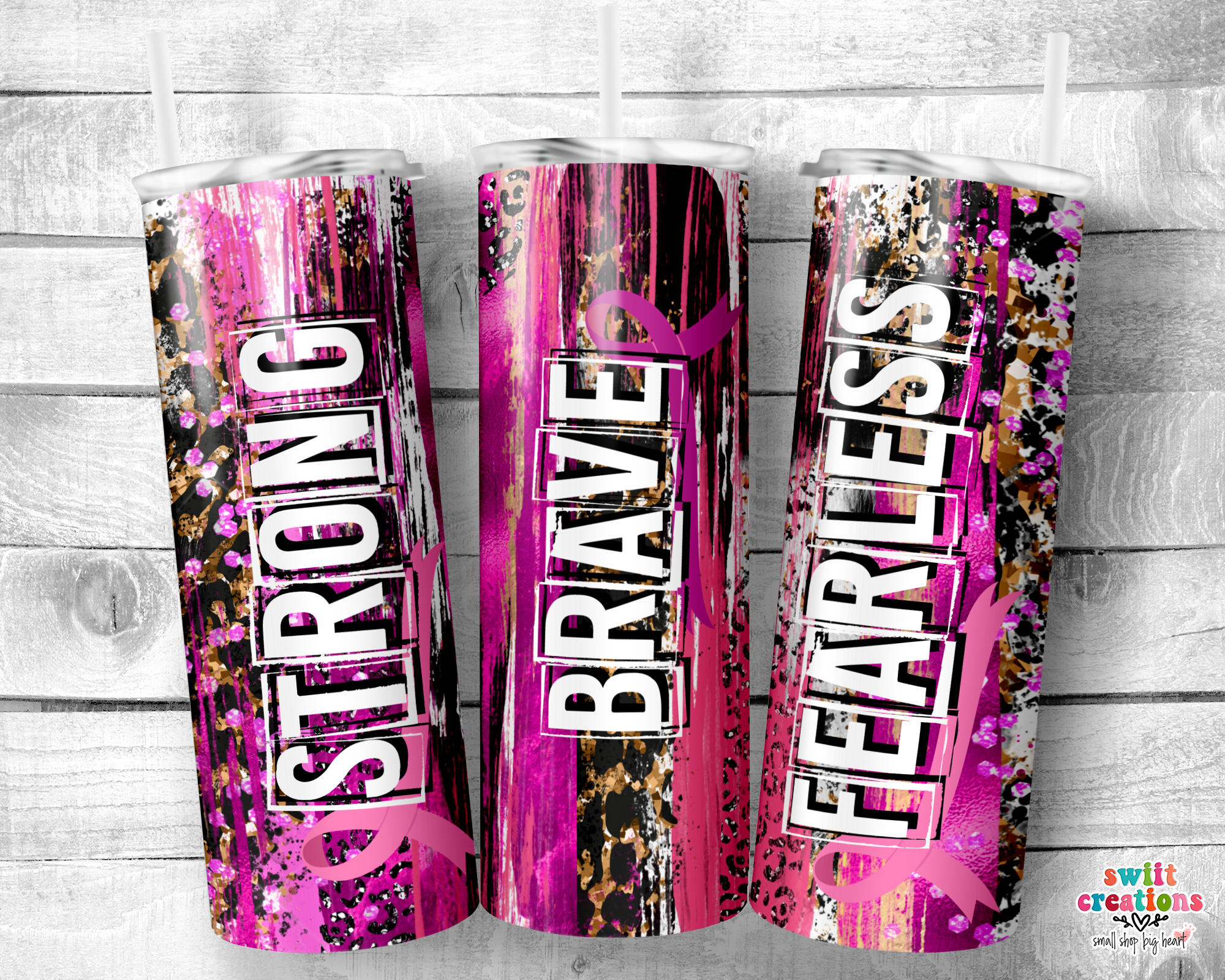 Strong Brave Fearless Cancer 20oz Insulated Tumbler (T508)