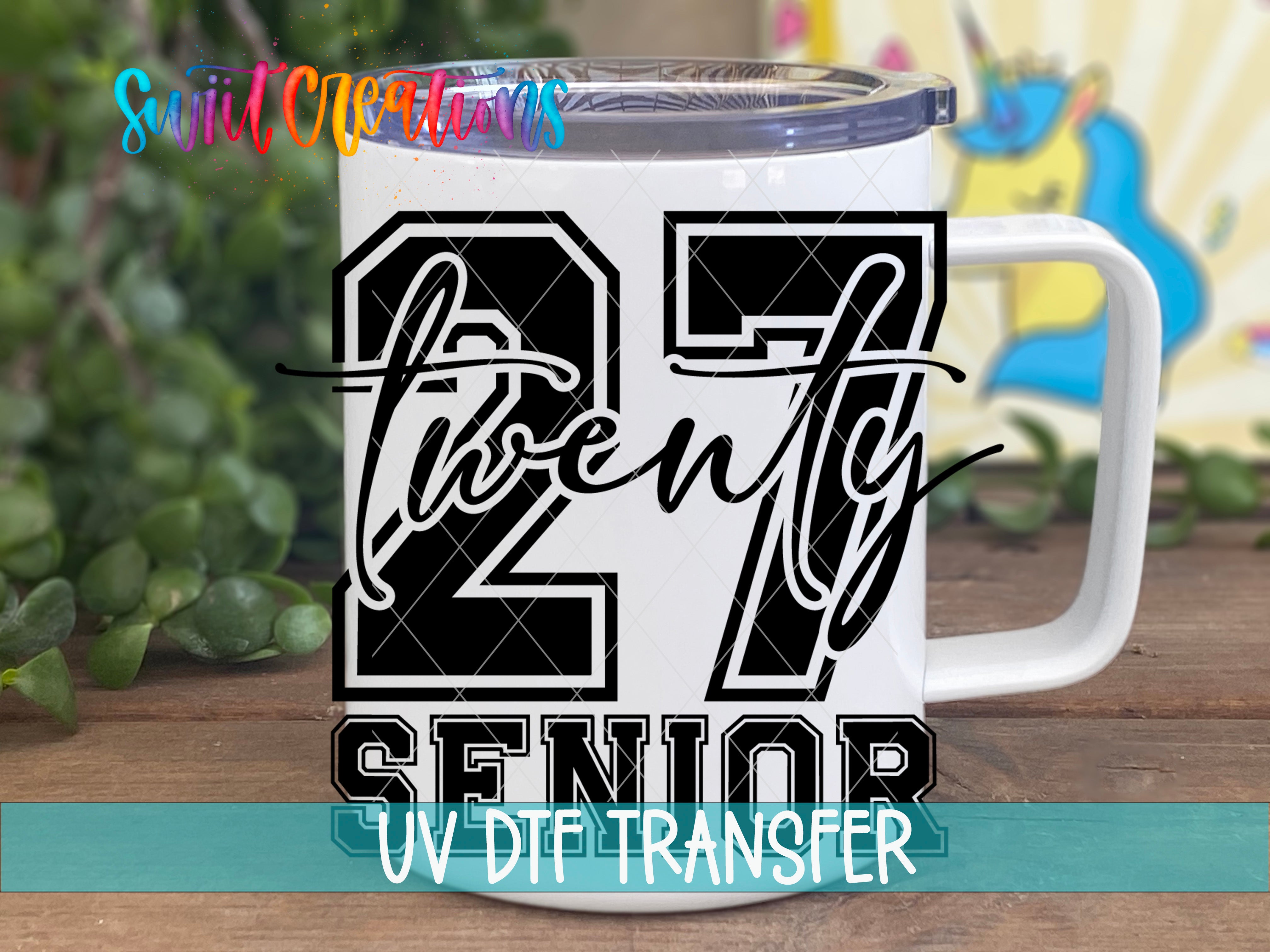 2027 Senior UV DTF transfer handled travel mug mockup