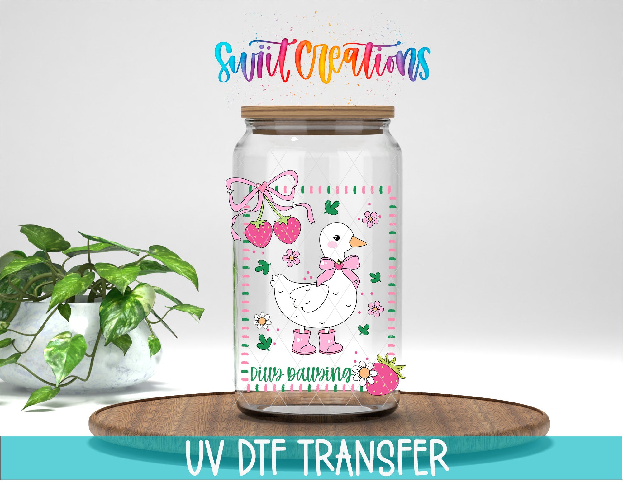 Dilly Dallying UV DTF transfer jar mockup
