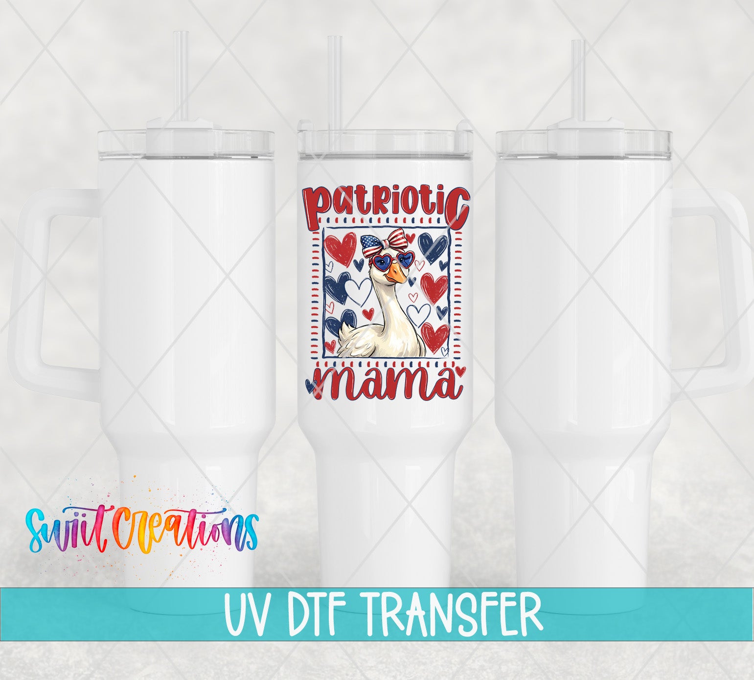 Patriotic Mama UV DTF transfer 40oz tumbler mockup