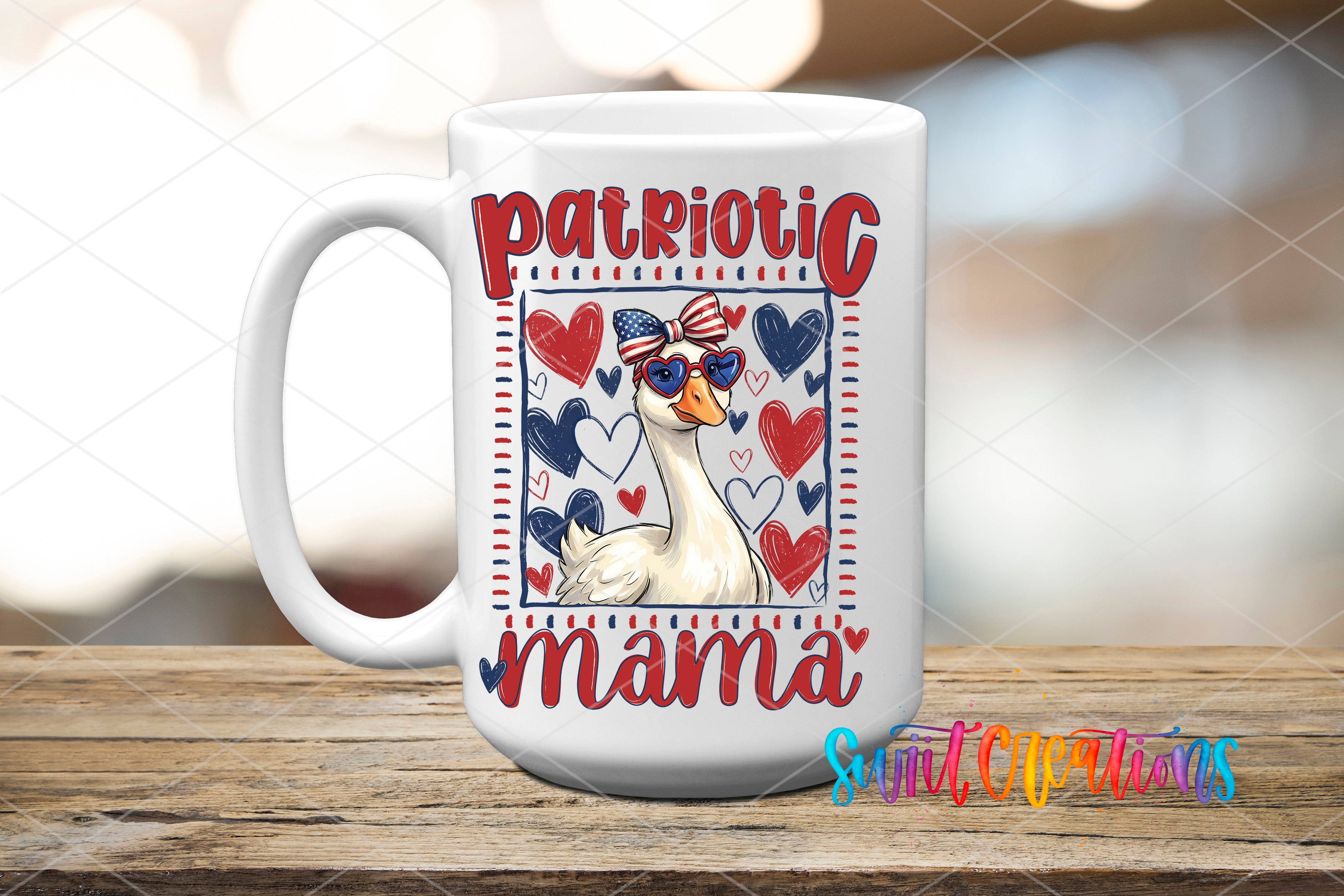 Patriotic Mama UV DTF transfer ceramic mug mockup