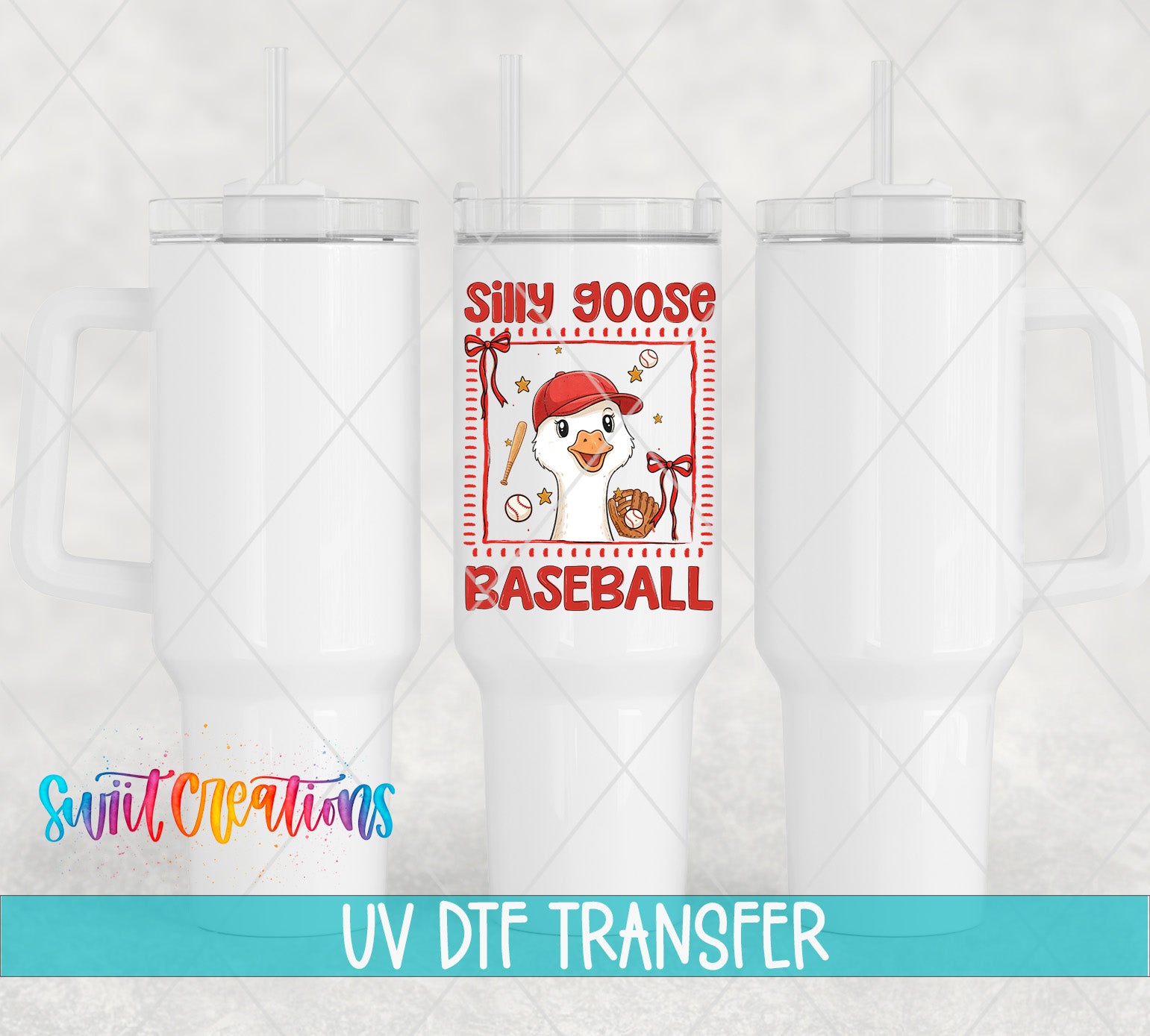 Silly Goose Baseball UV DTF transfer 40oz tumbler mockup