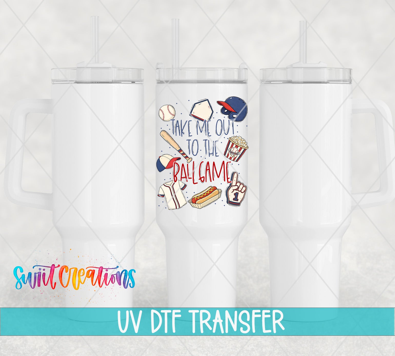 Take Me Out To the Ball Game UV DTF transfer 40oz tumbler mockup