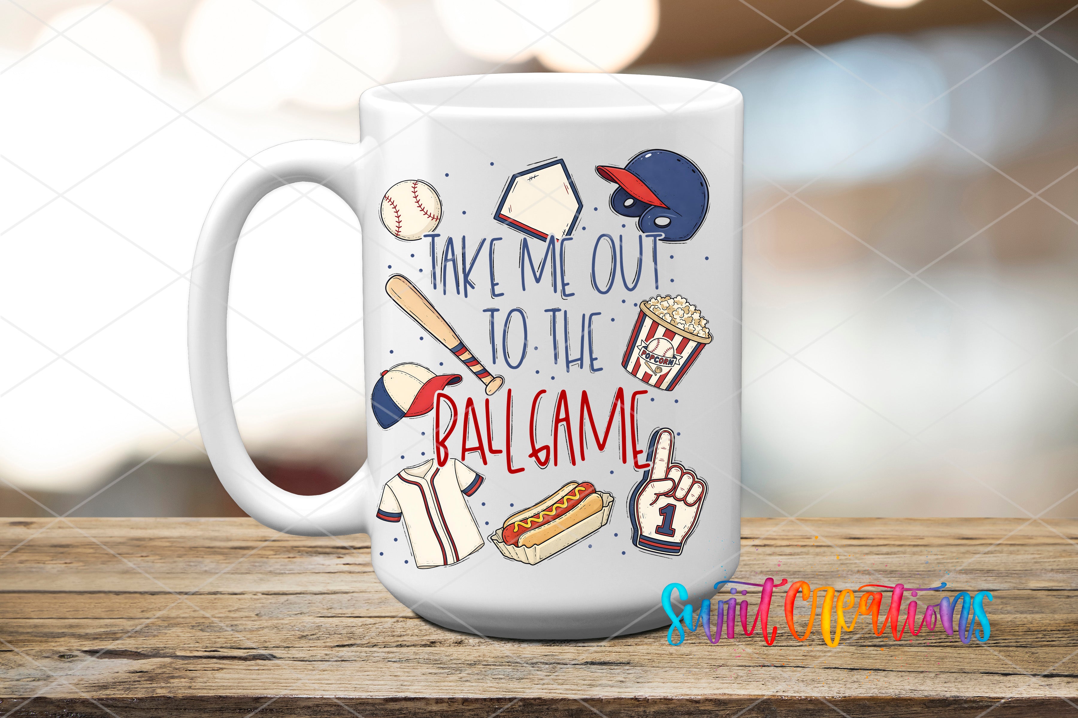 Take Me Out To the Ball Game UV DTF transfer ceramic mug mockup