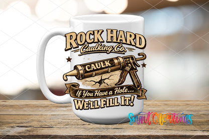 Caulk gun transfer on ceramic mug
