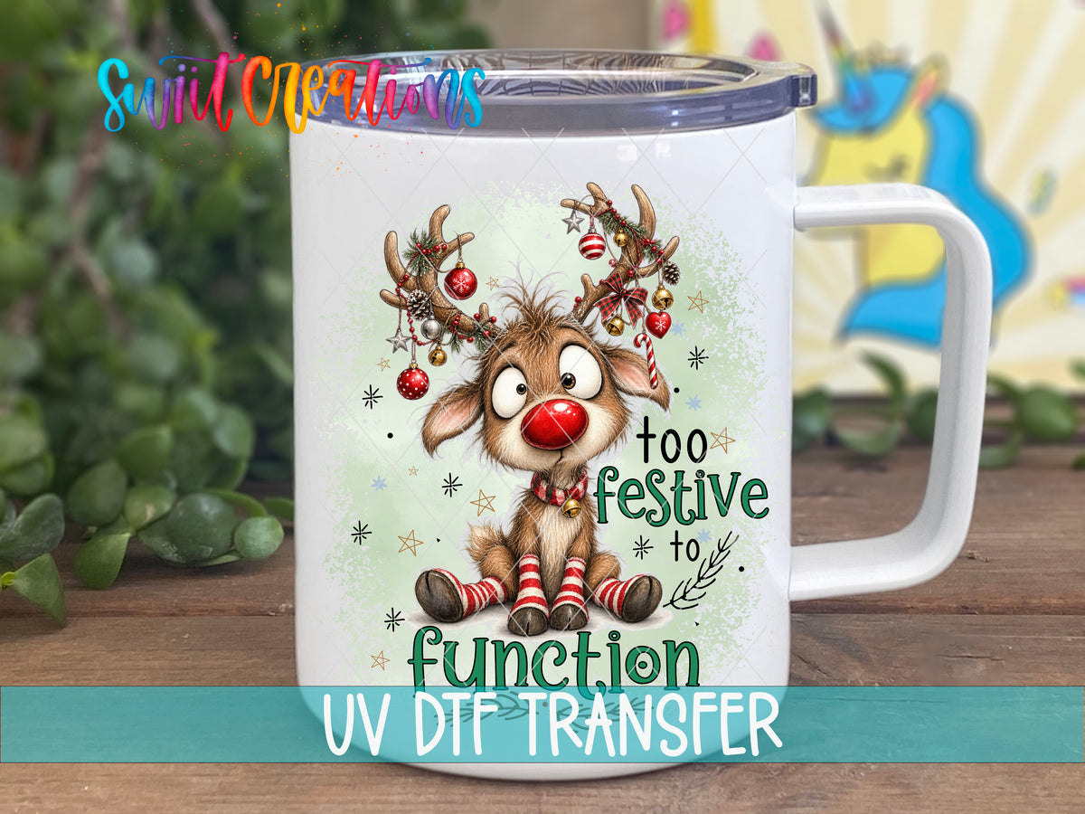 Festive reindeer design on handled mug