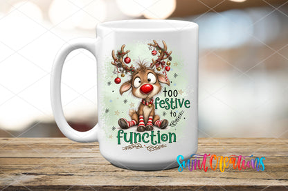 Reindeer transfer on ceramic mug