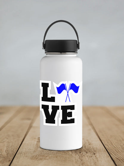 a white water bottle sitting on top of a wooden table
