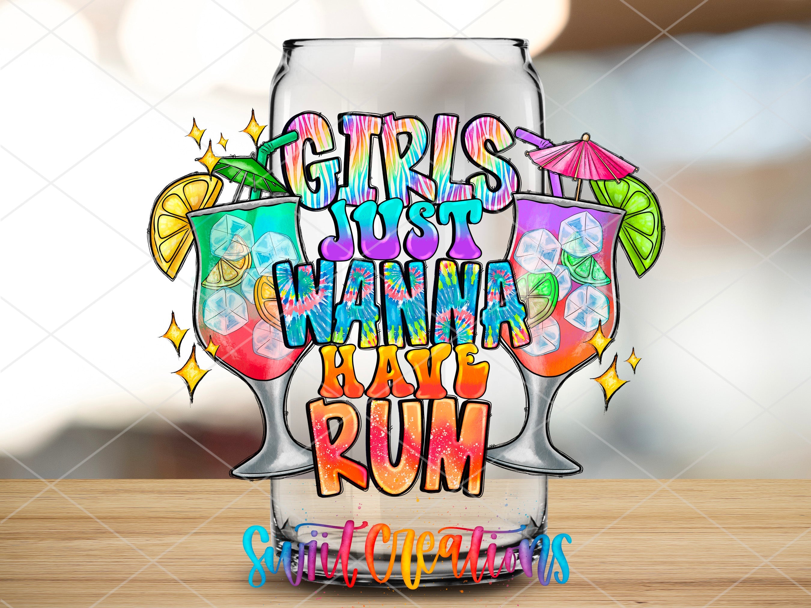 a glass with some drinks on top of it