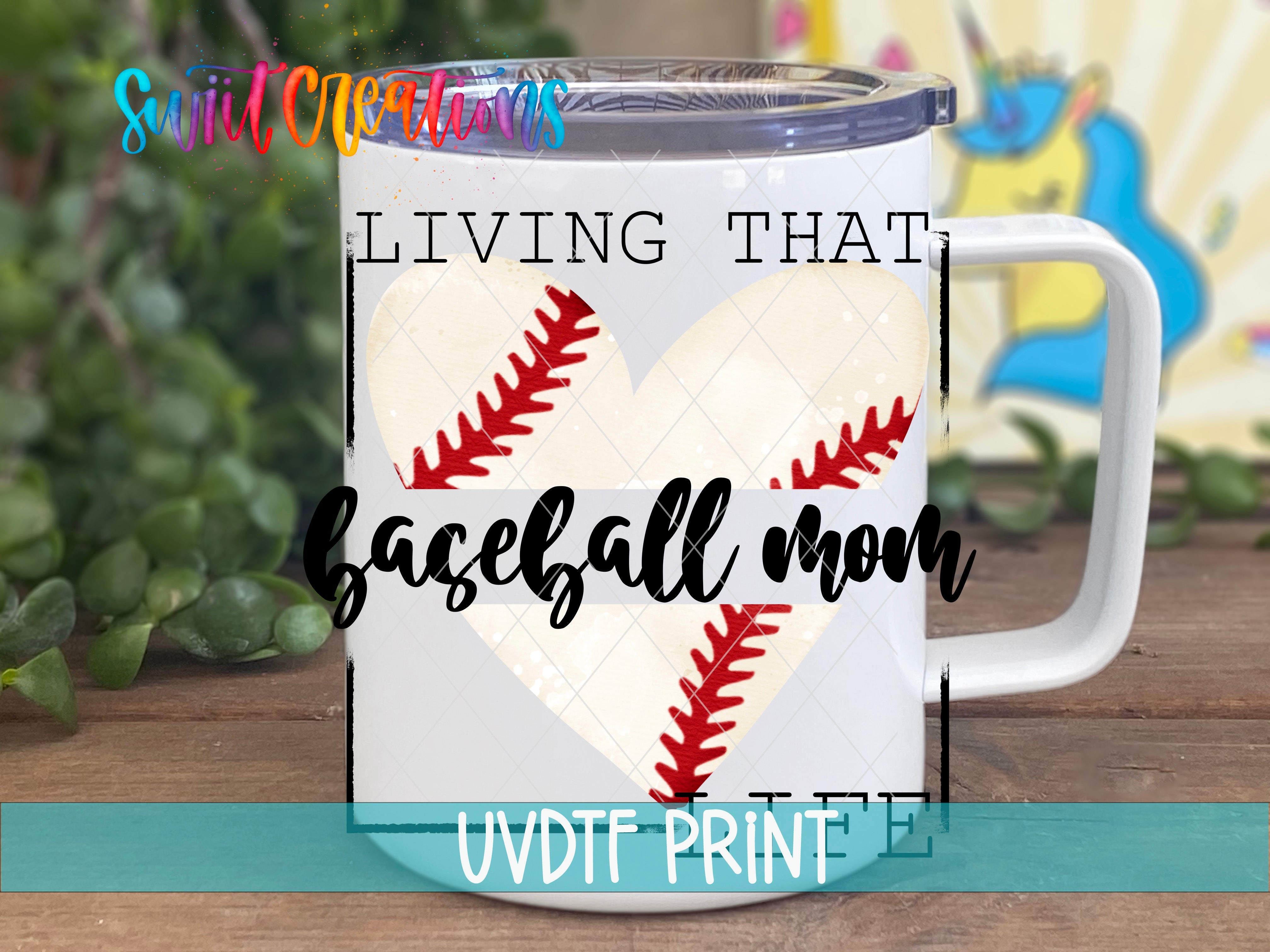 a baseball mom mug with a heart on it