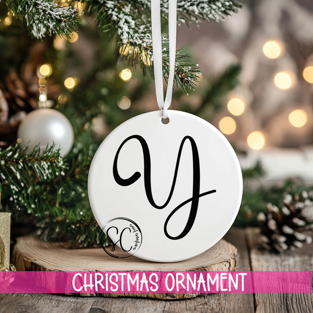 a christmas ornament hanging from a tree