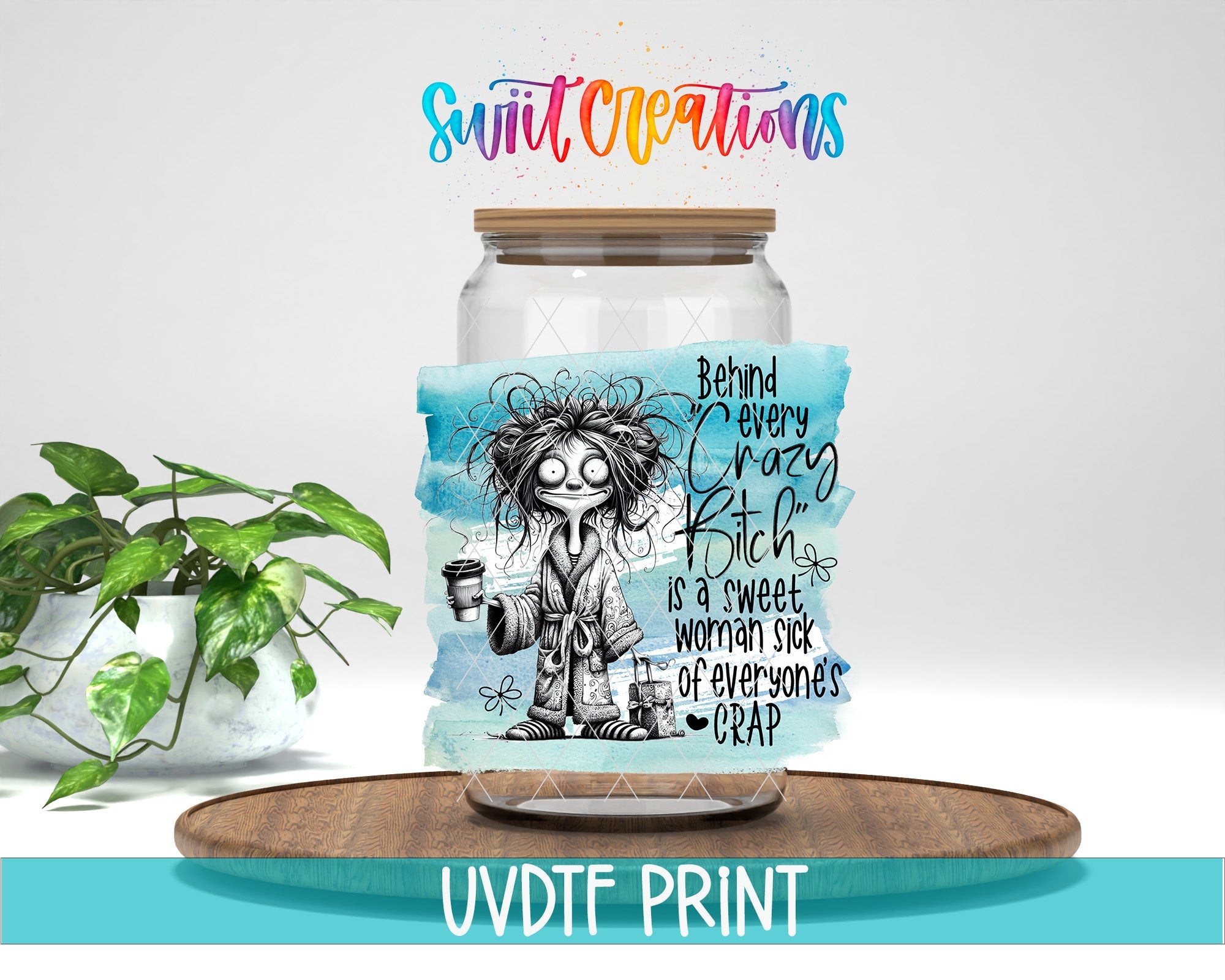 a jar with a picture of a girl on it