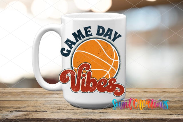 a coffee mug with a basketball on it