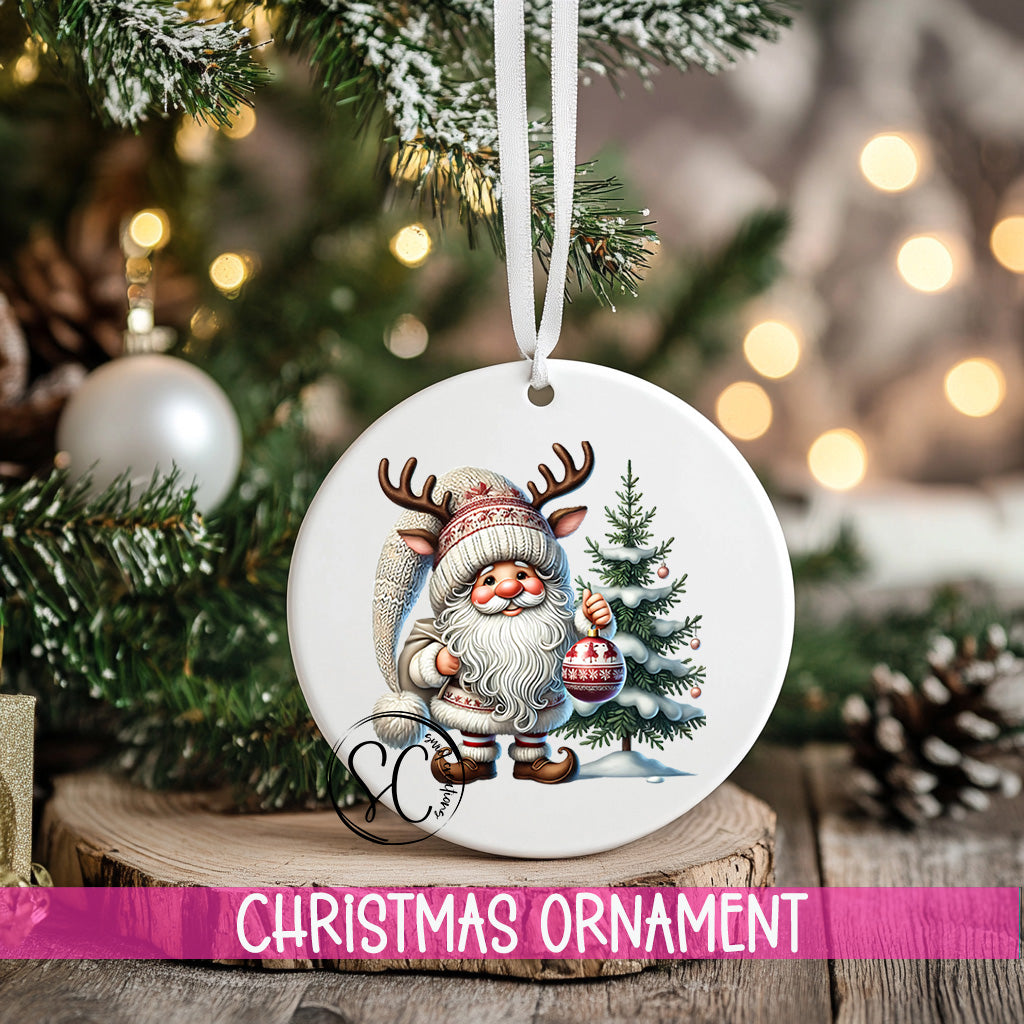 a christmas ornament hanging from a christmas tree