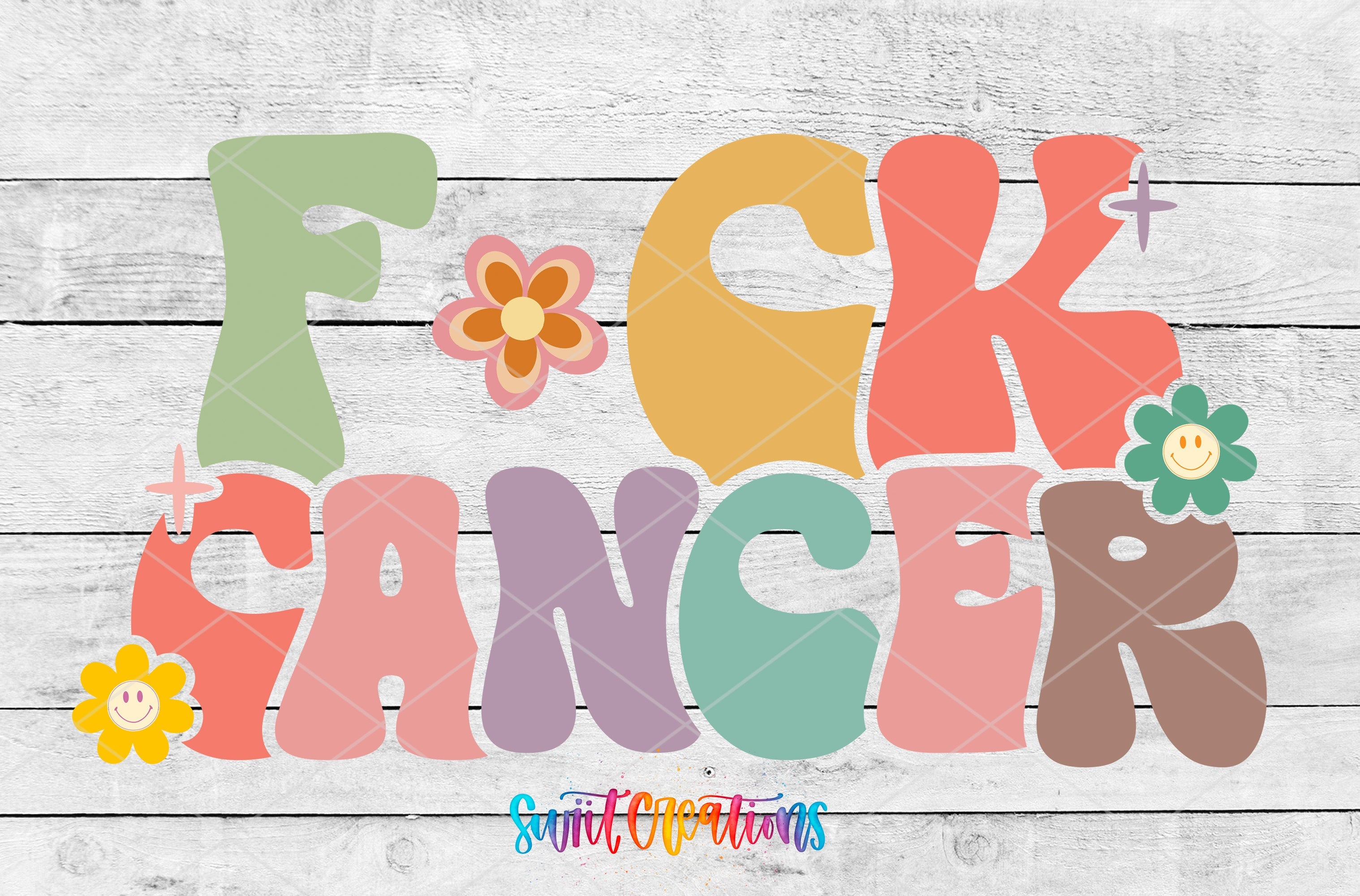 the word f is for cancer with flowers on it