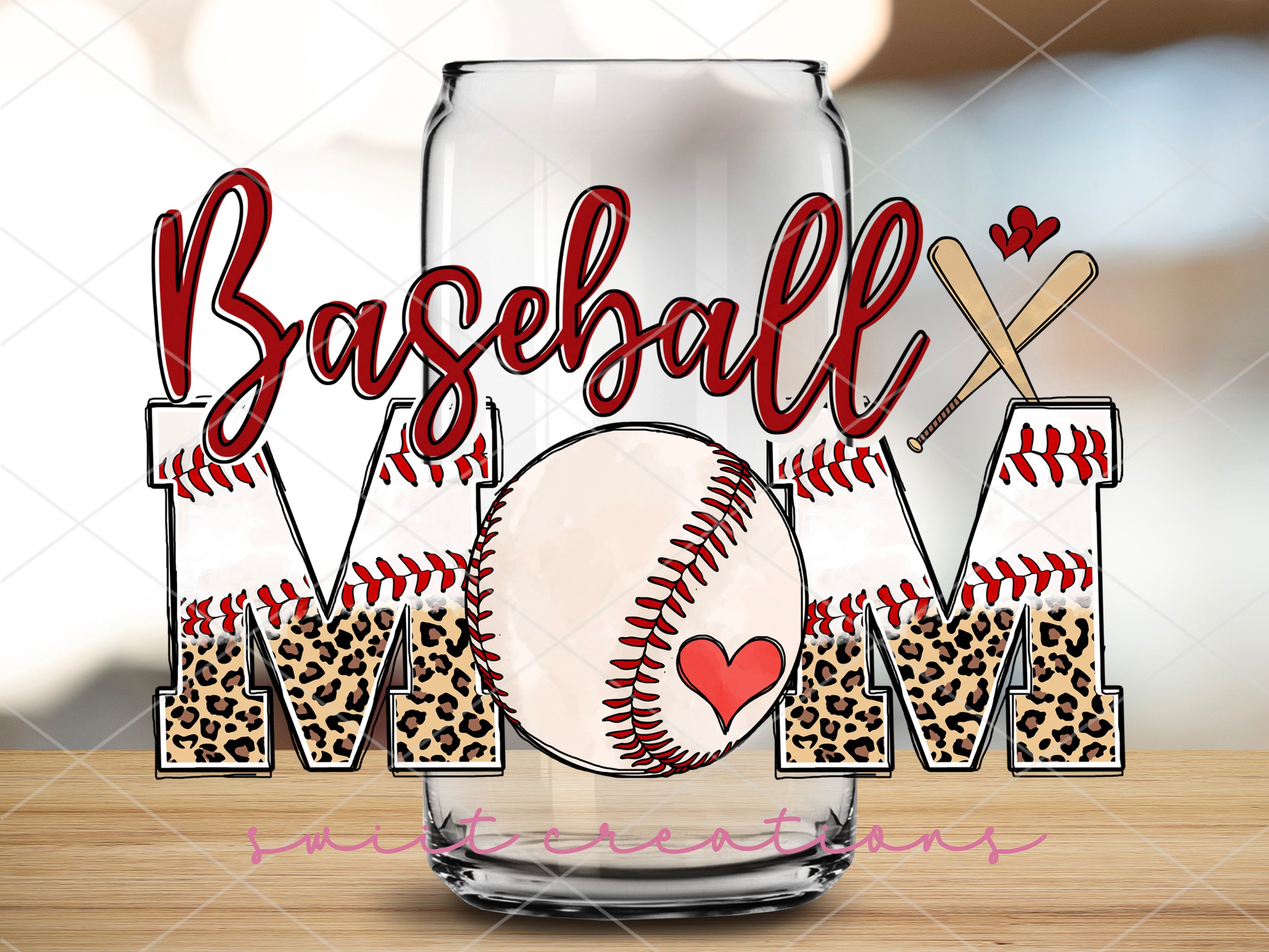a baseball mom with a heart on it