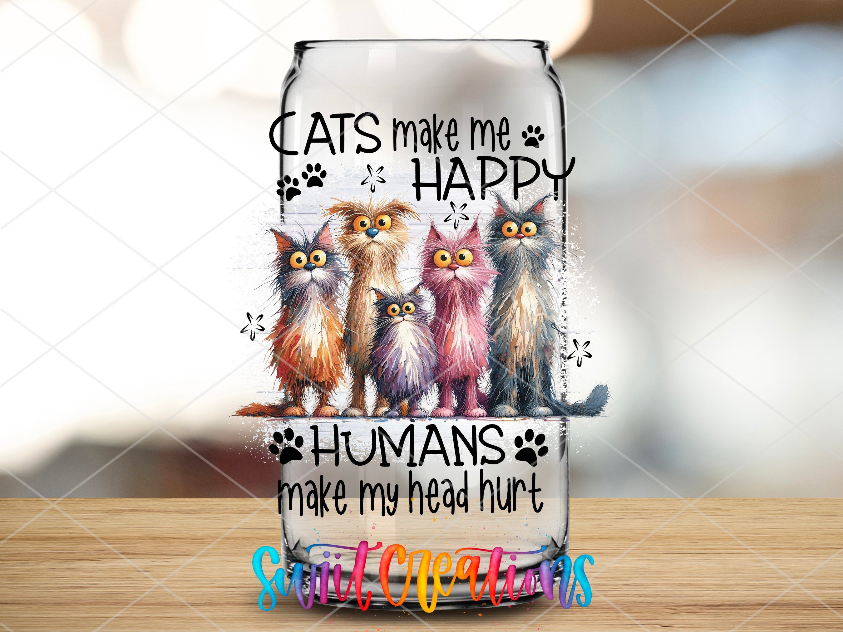 a can of cat's make me happy with three cats on it