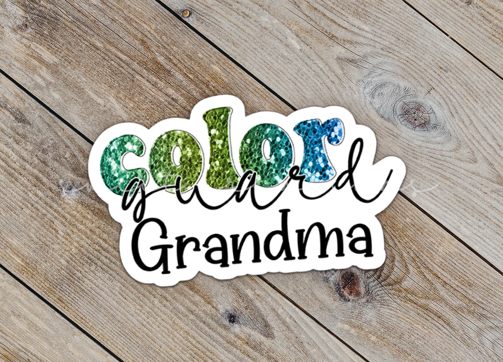 a sticker that says color and grandma on it