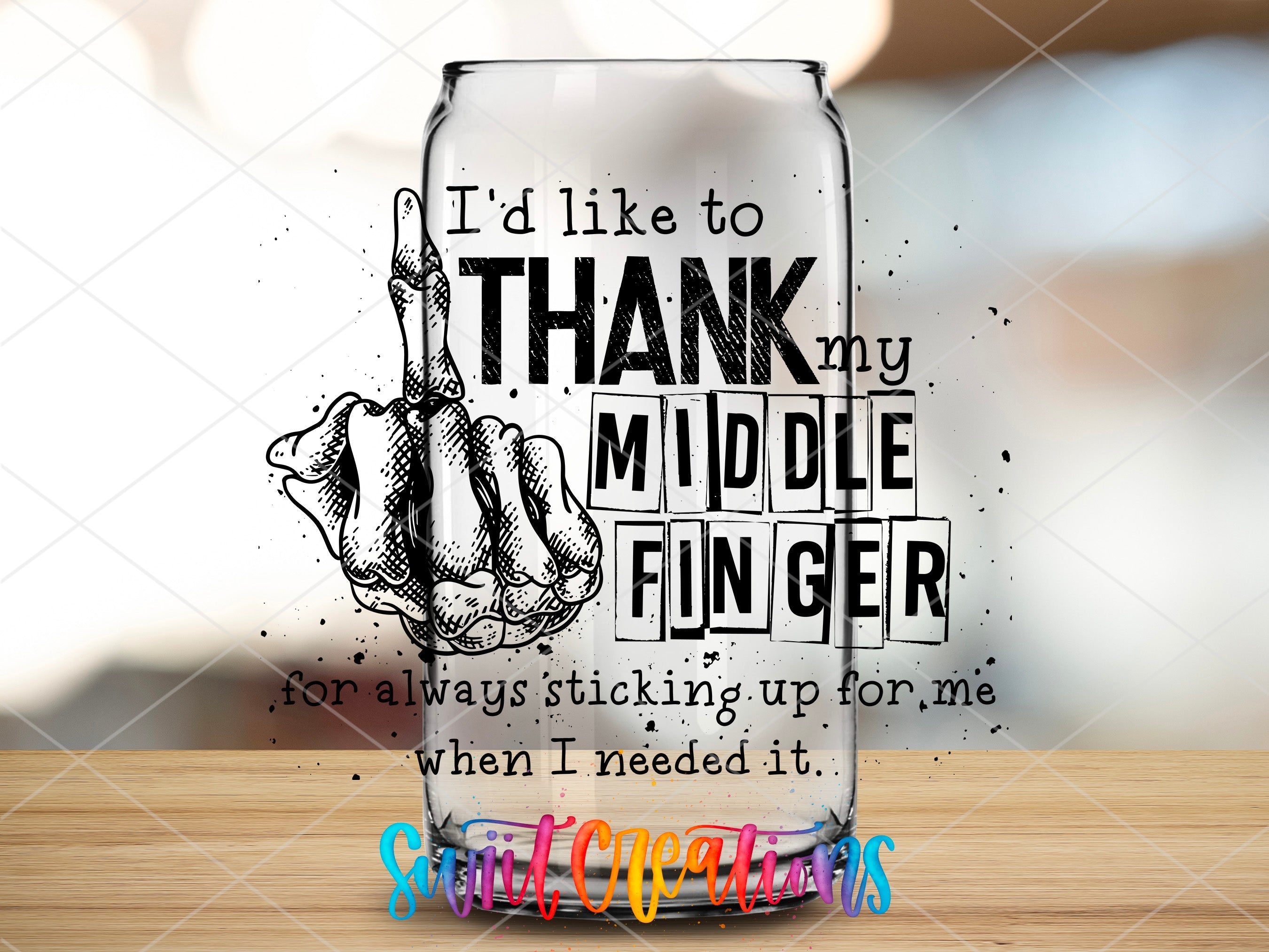 a glass with a hand holding a baseball bat