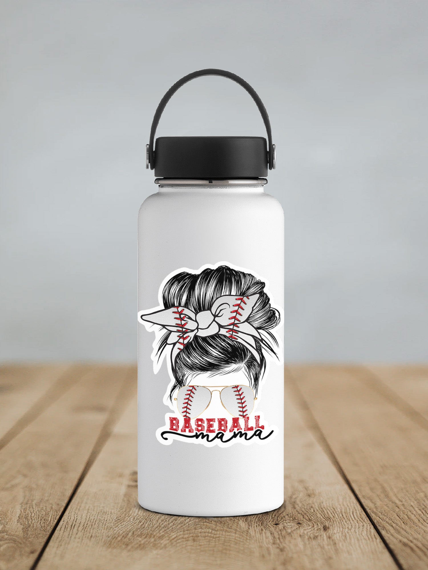 a white water bottle with a picture of a baseball player on it