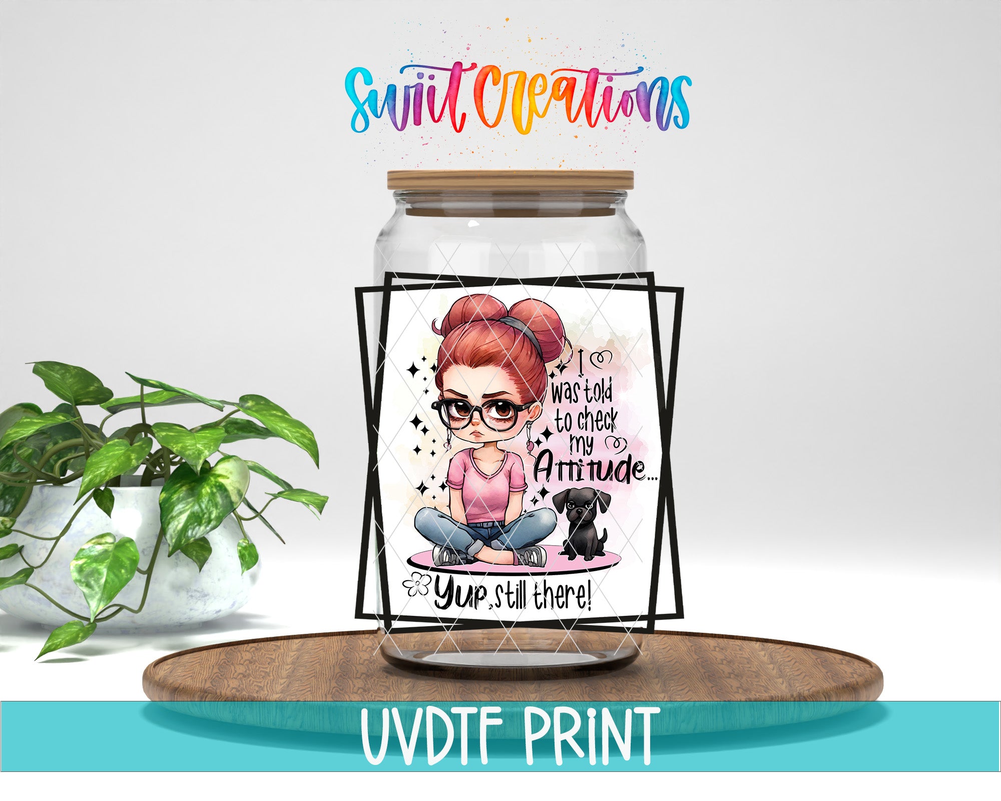 a jar with a picture of a girl on it