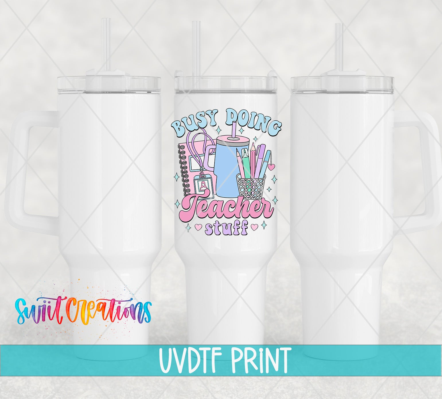 three white tumblers with the words, body power and teacher on them