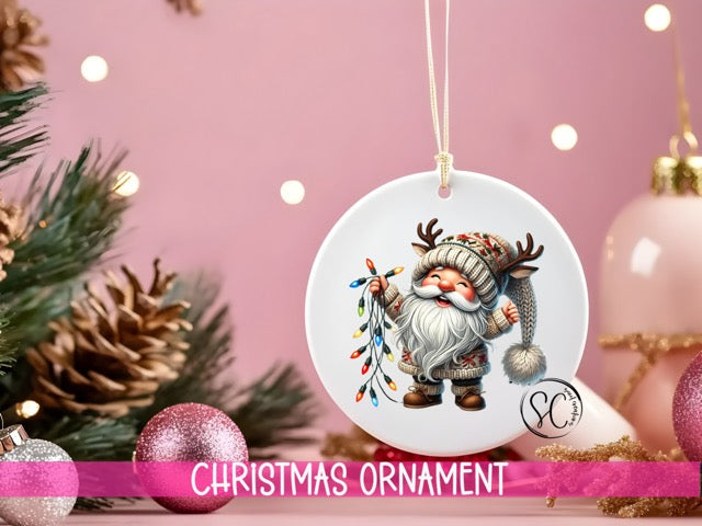 a christmas ornament hanging from a christmas tree