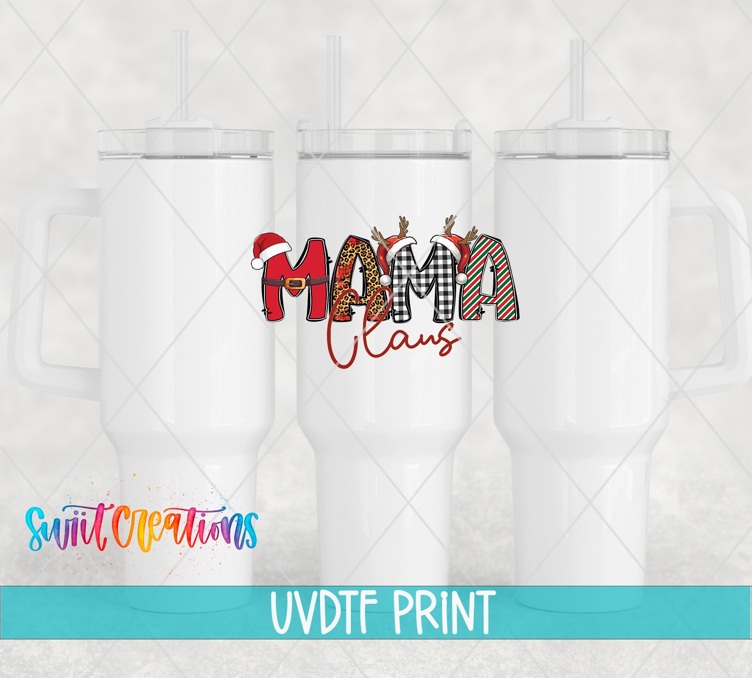 three white mugs with the word mama on them