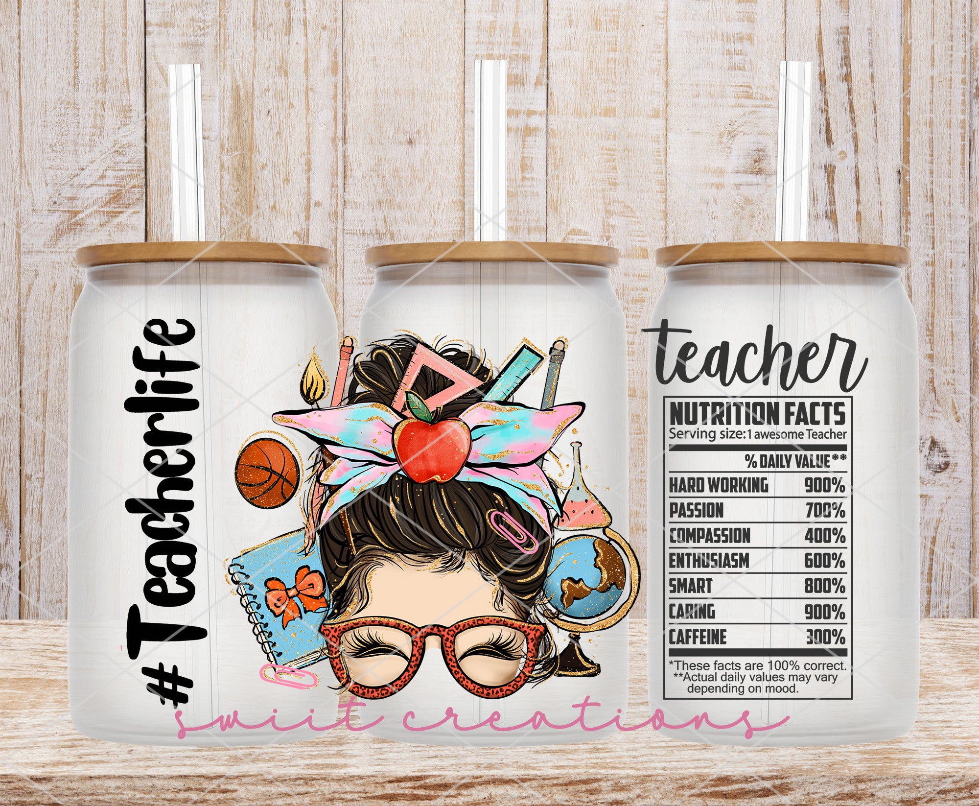 two coffee cups with a picture of a girl on them