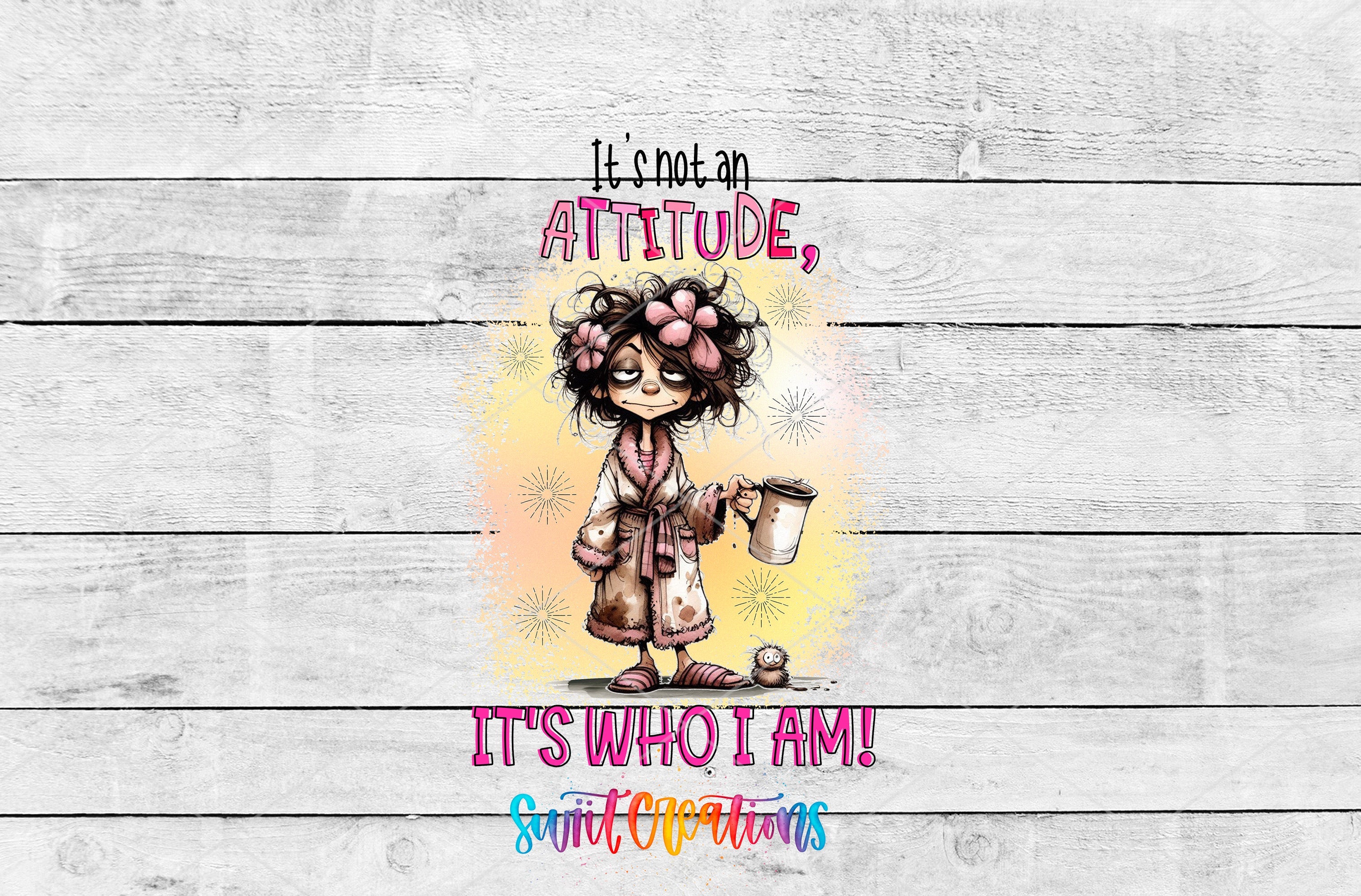 a drawing of a girl holding a cup of coffee