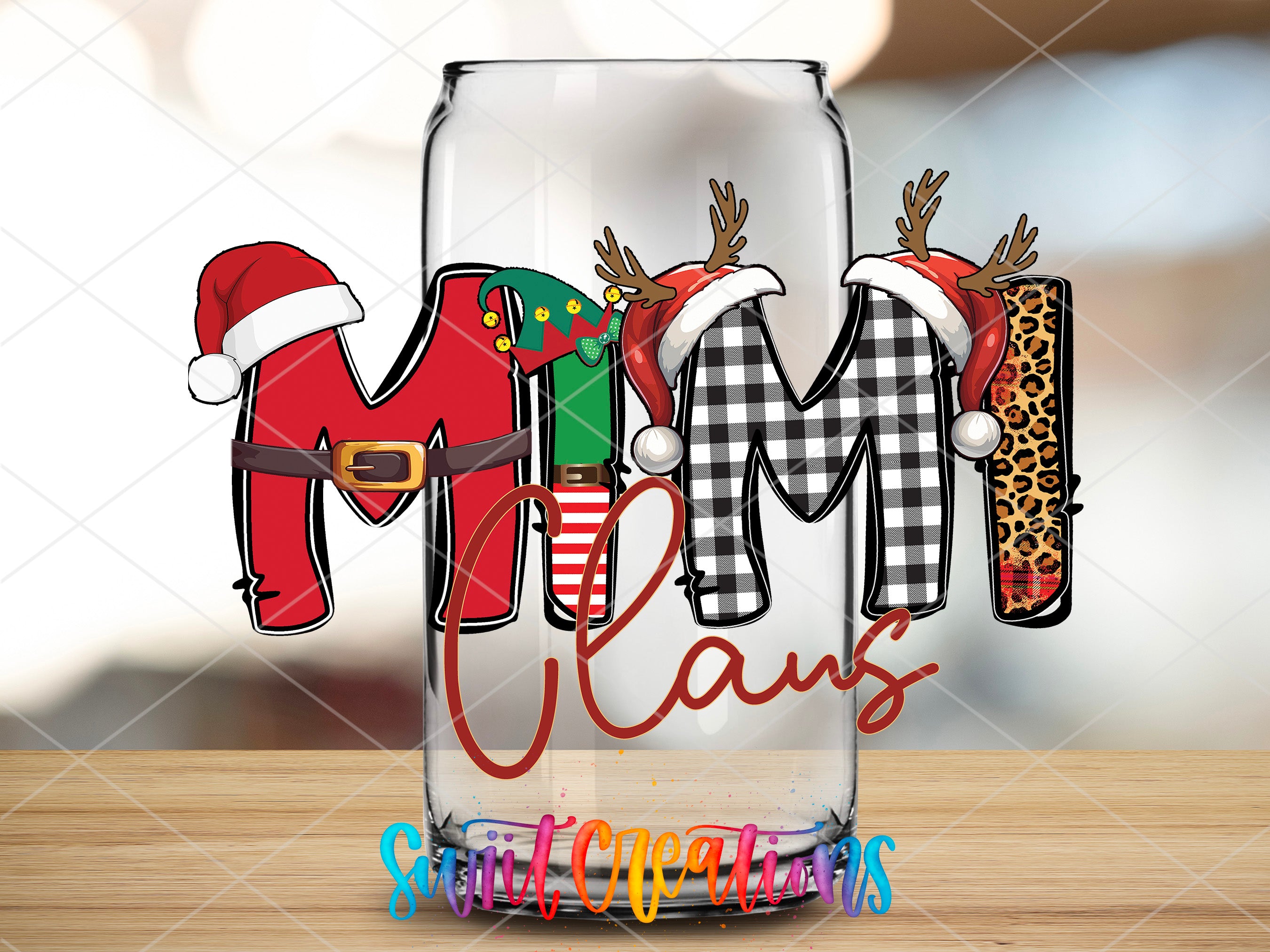 a glass with the word merry written on it