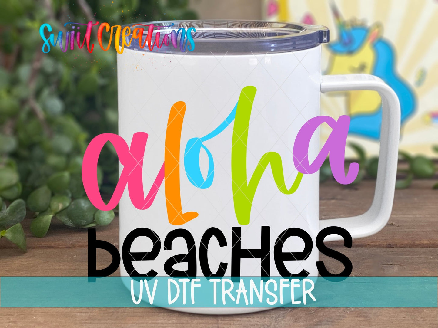 Aloha Beaches UV DTF Decal | Funny Tropical Summer Tumbler Decal | UV707 - Swiit Creations