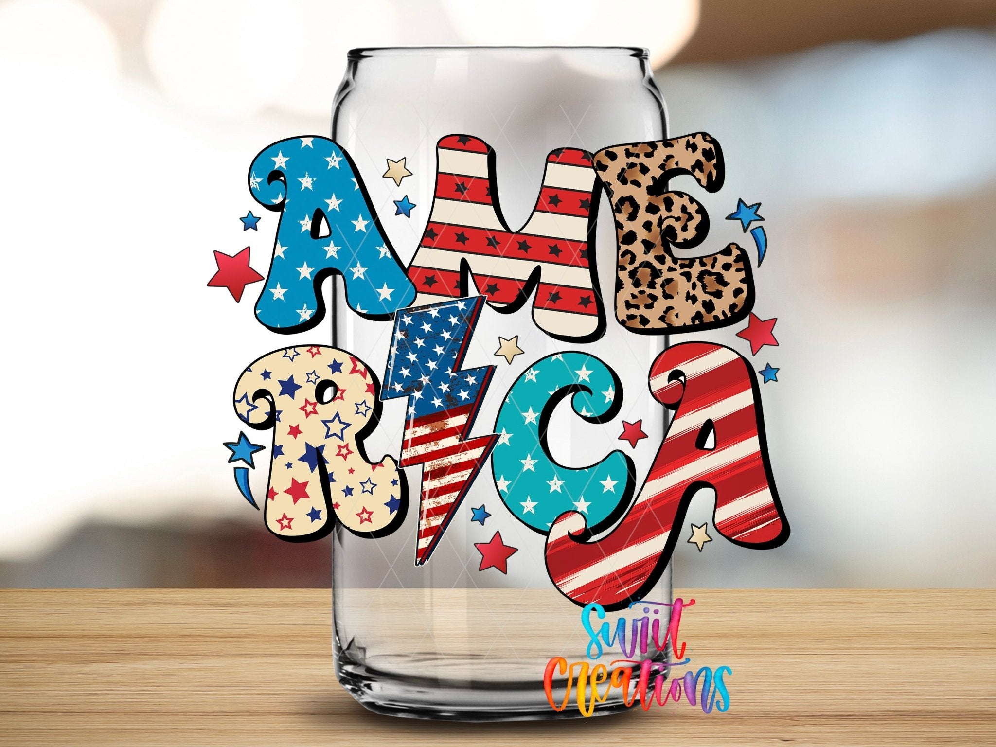 American Flag Patriotic UV DTF Cup Decal | UV851 - Swiit Creations