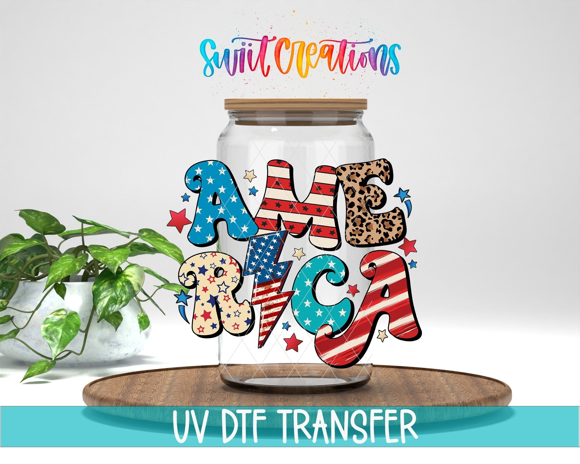 American Flag Patriotic UV DTF Cup Decal | UV851 - Swiit Creations