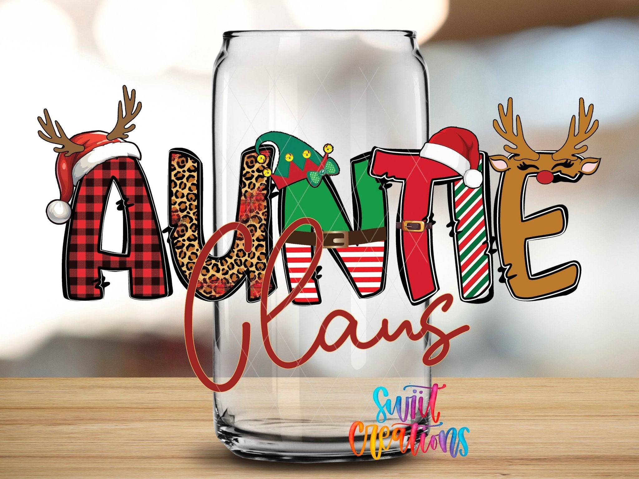 Auntie Claus Christmas UV DTF Cup Decal | UV1218 - Swiit Creations