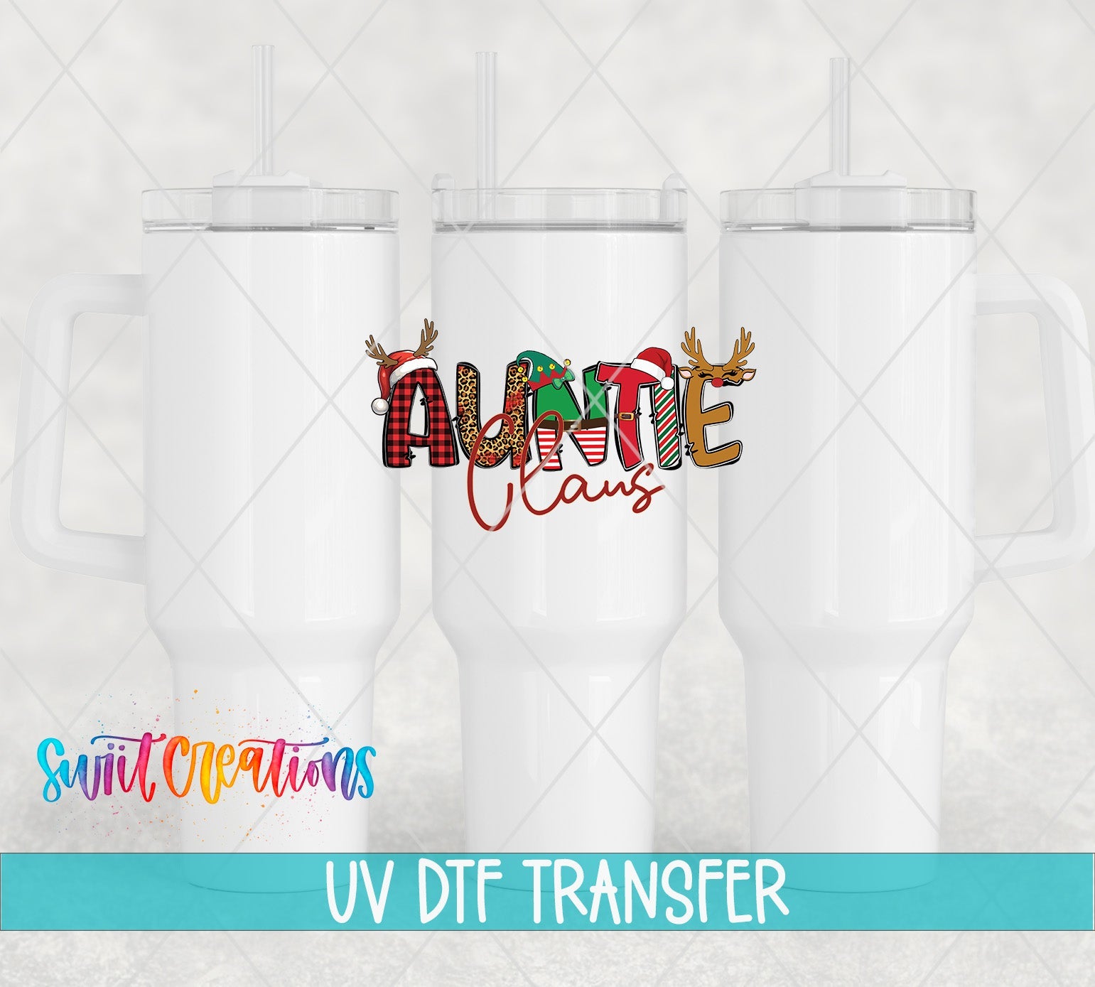 Auntie Claus Christmas UV DTF Cup Decal | UV1218 - Swiit Creations