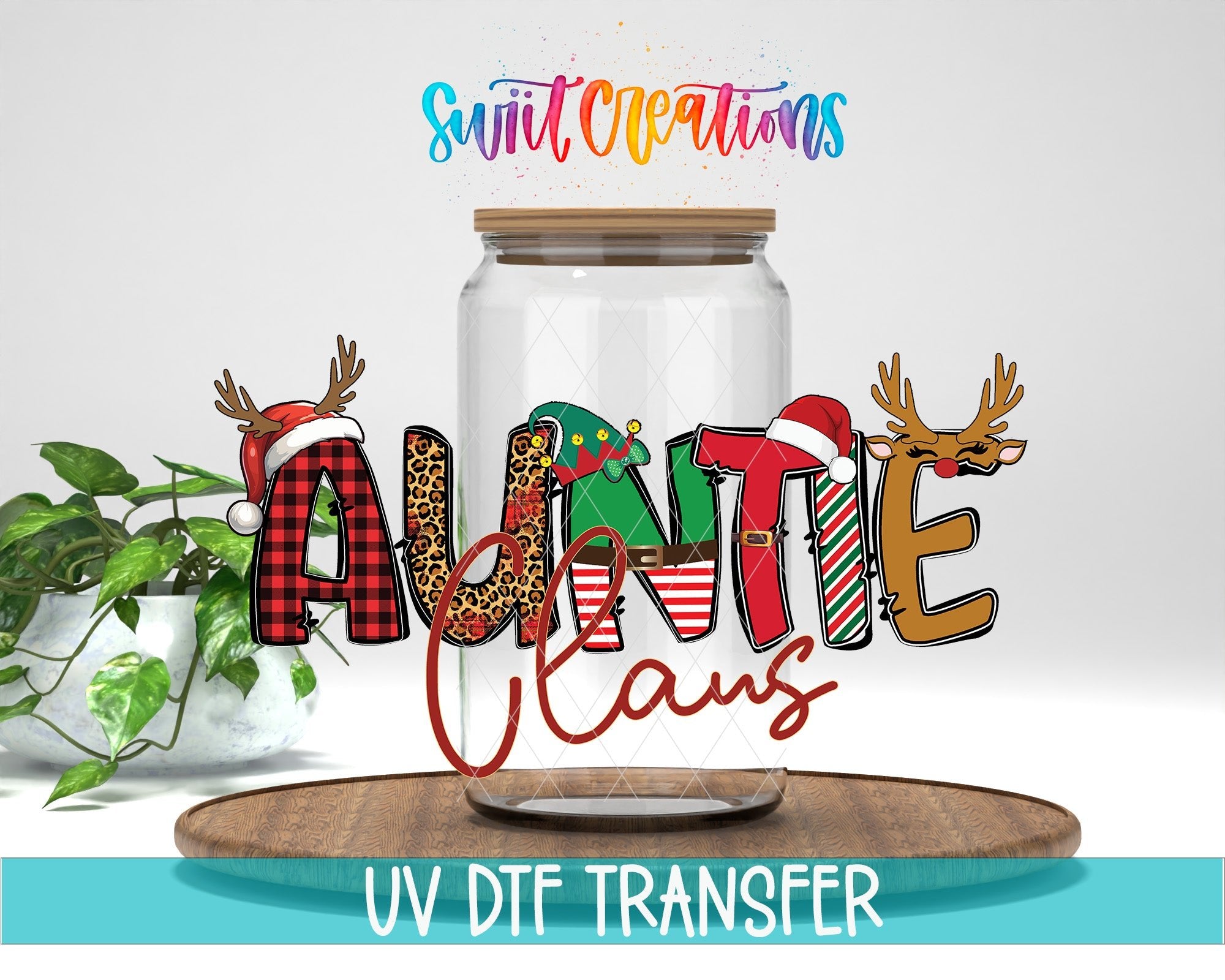 Auntie Claus Christmas UV DTF Cup Decal | UV1218 - Swiit Creations