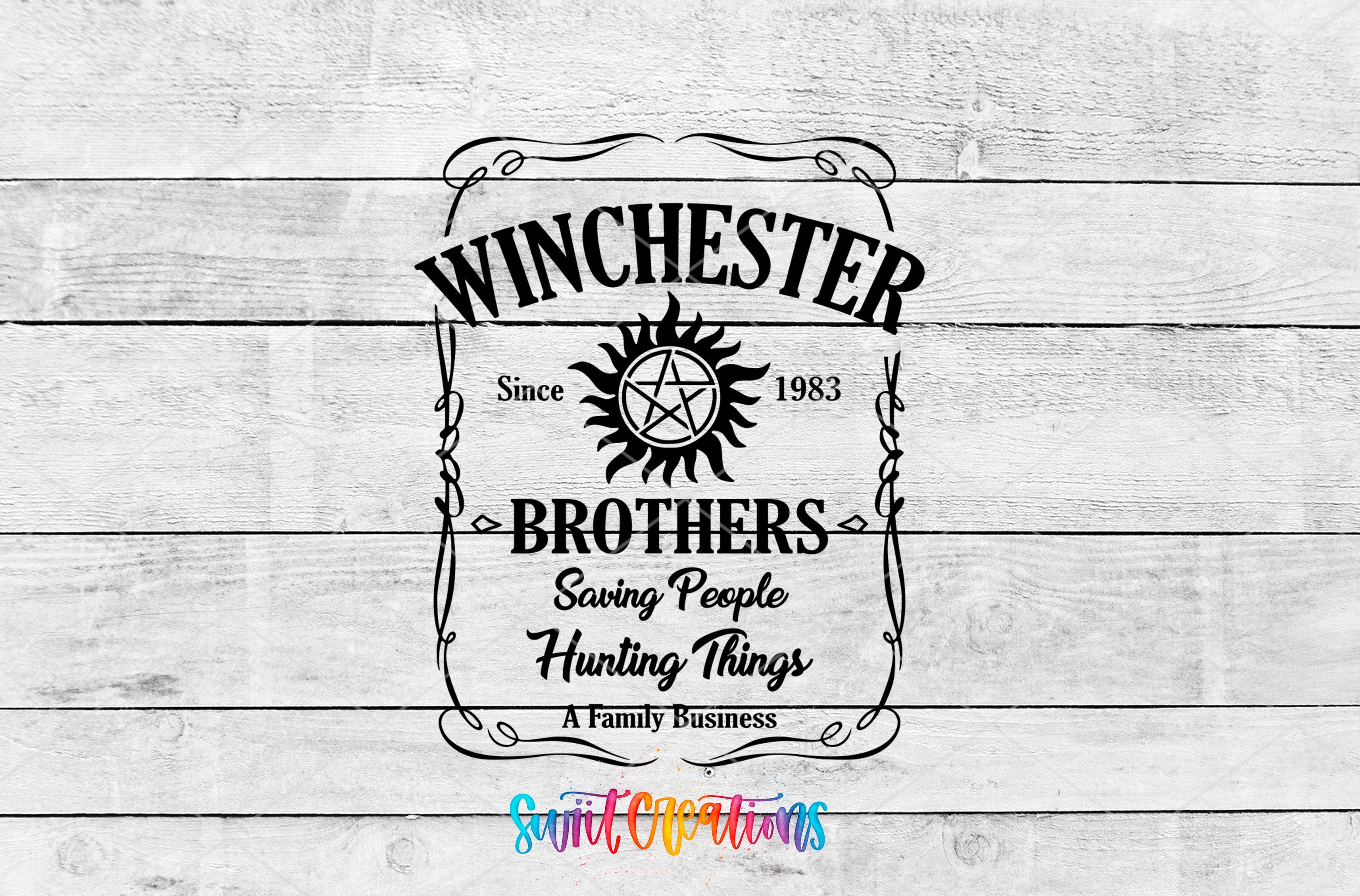 a wooden wall with a sign that says winchester brothers