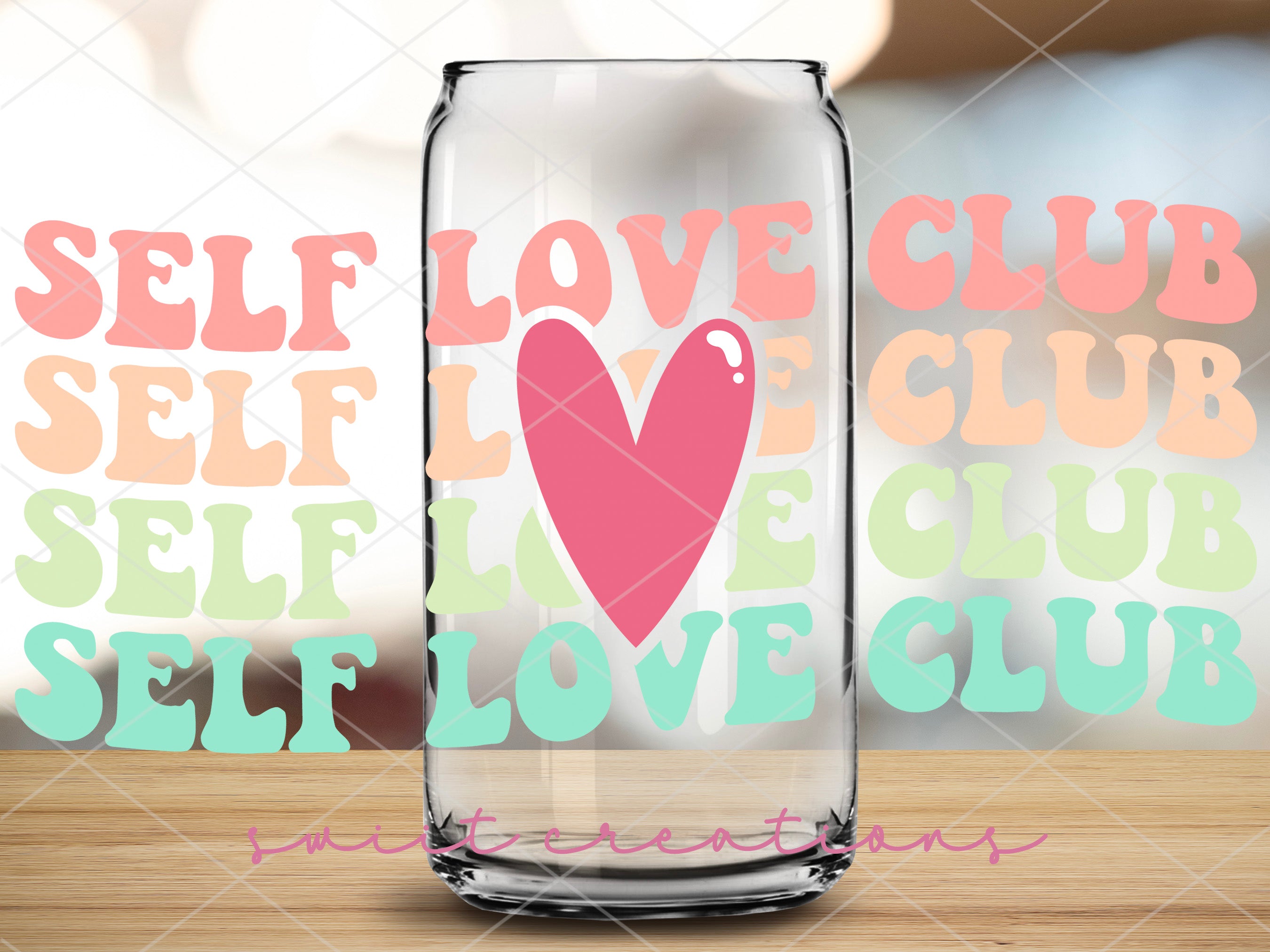 a glass jar with a pink heart on it