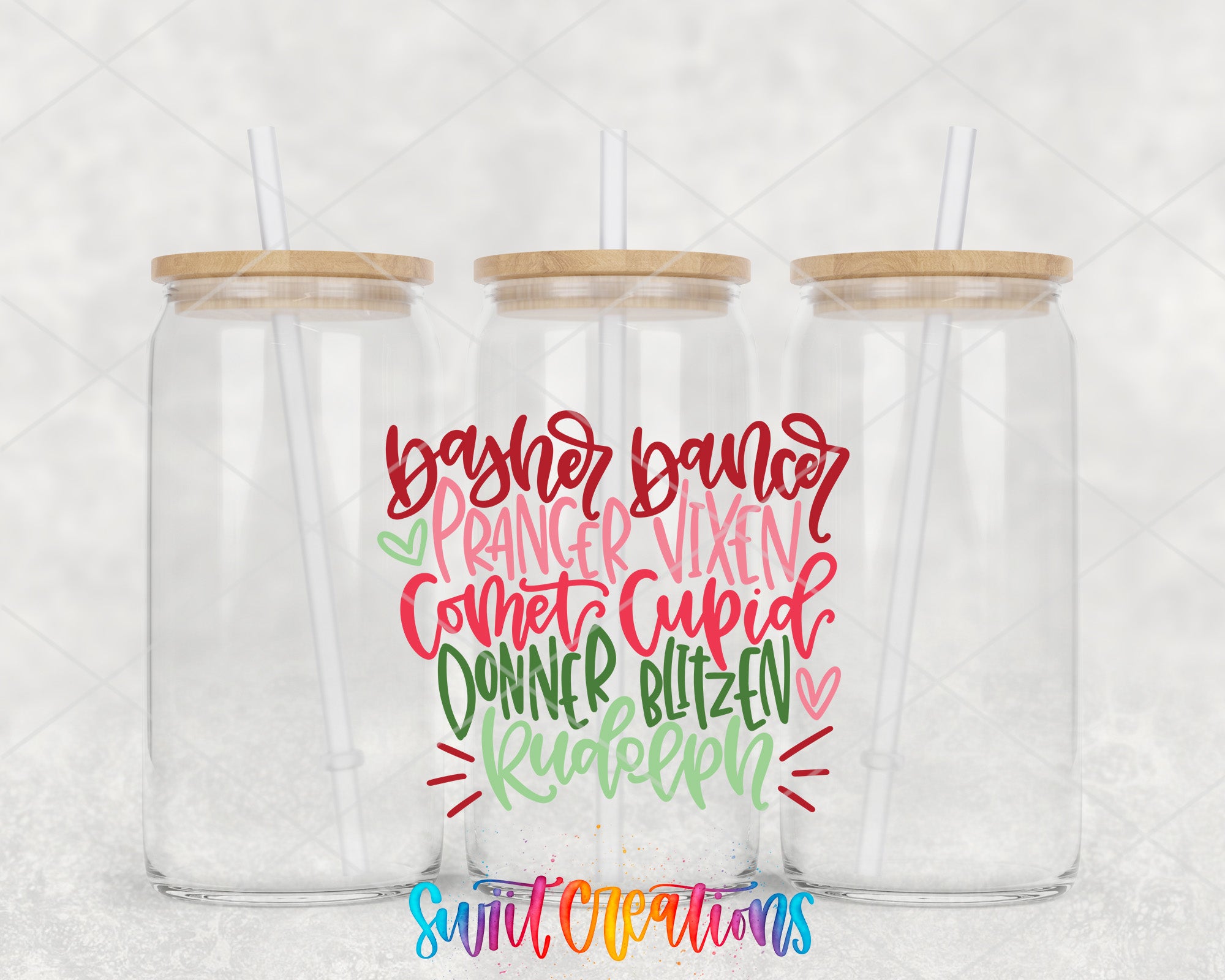 a set of three tumblers with different lettering on them
