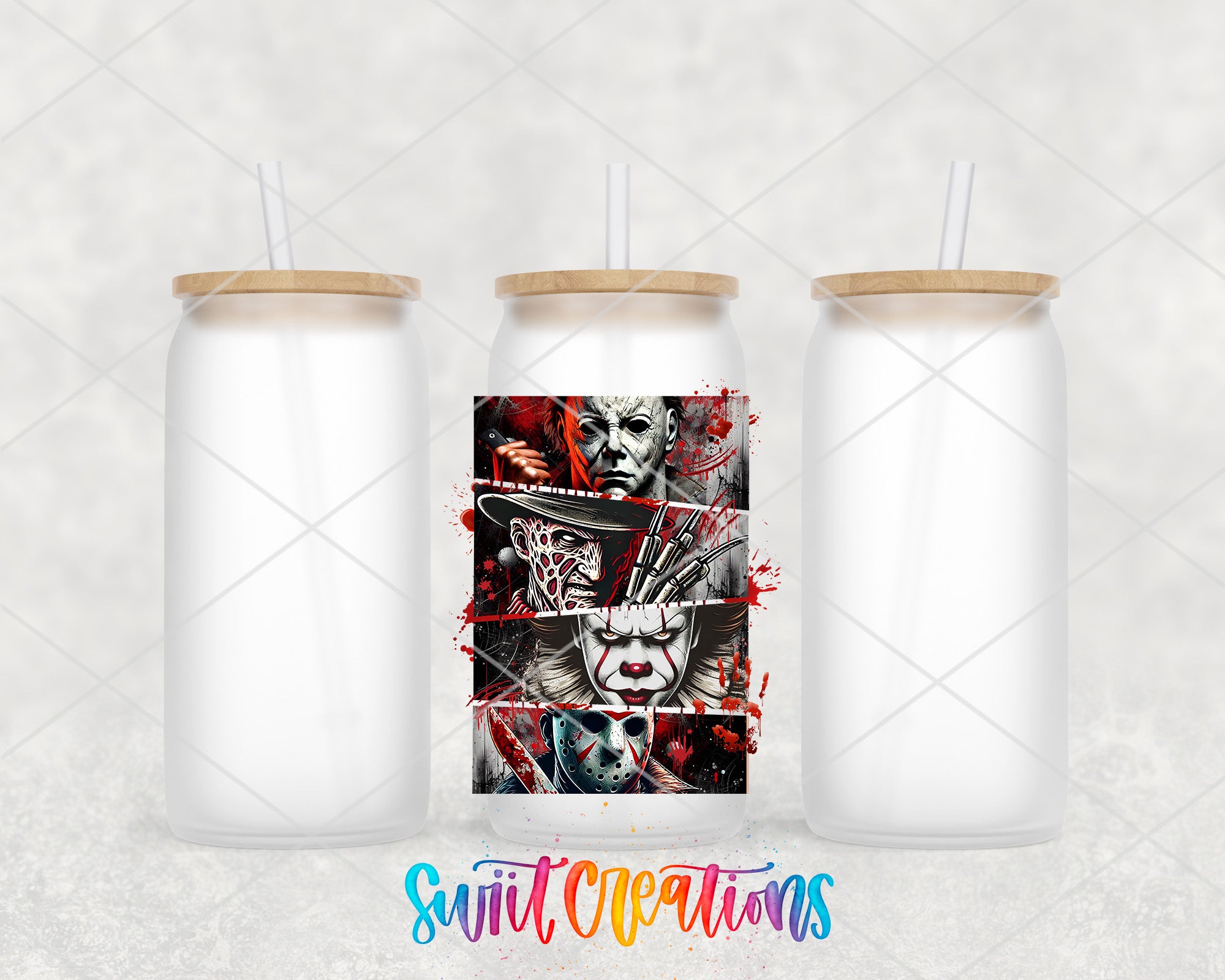 a couple of bottles with a picture of a clown on them
