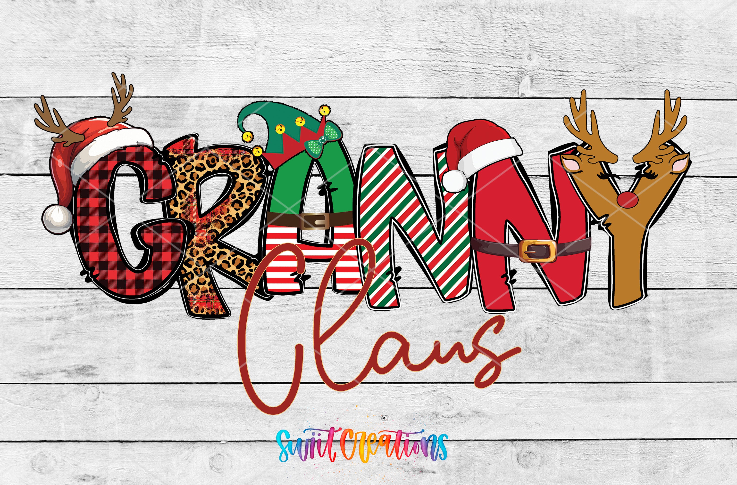 a wooden wall with the word granny claus written in it