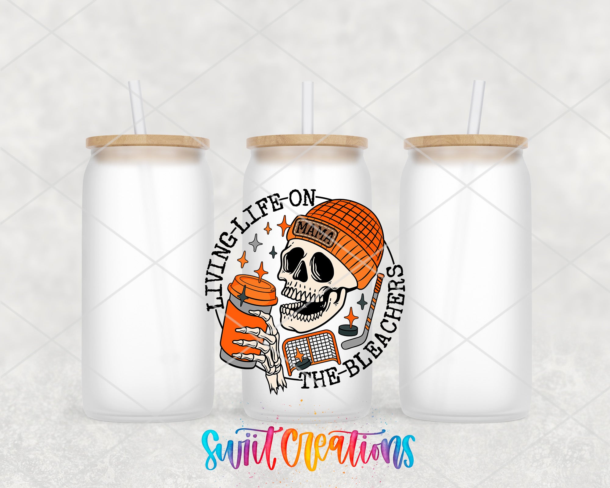 a couple of cups with a skull on them
